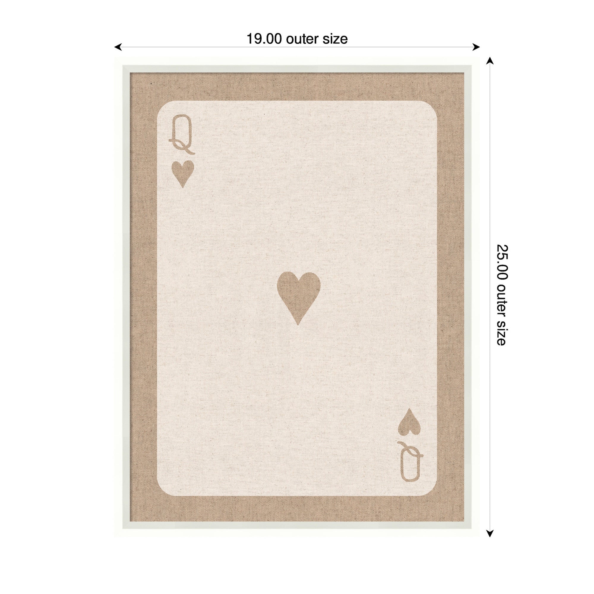 Framed Fabric Pinboard Queen of Hearts Linen Texture Wall Organization