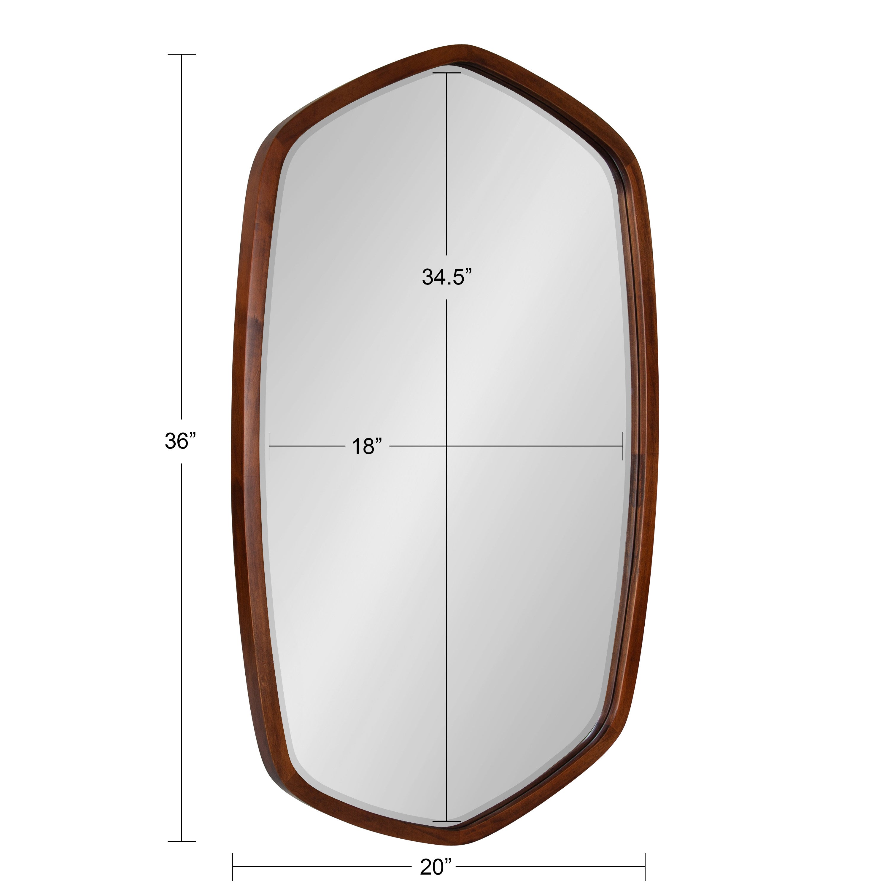 Hexagon Mirror Walnut Brown 20x36 5