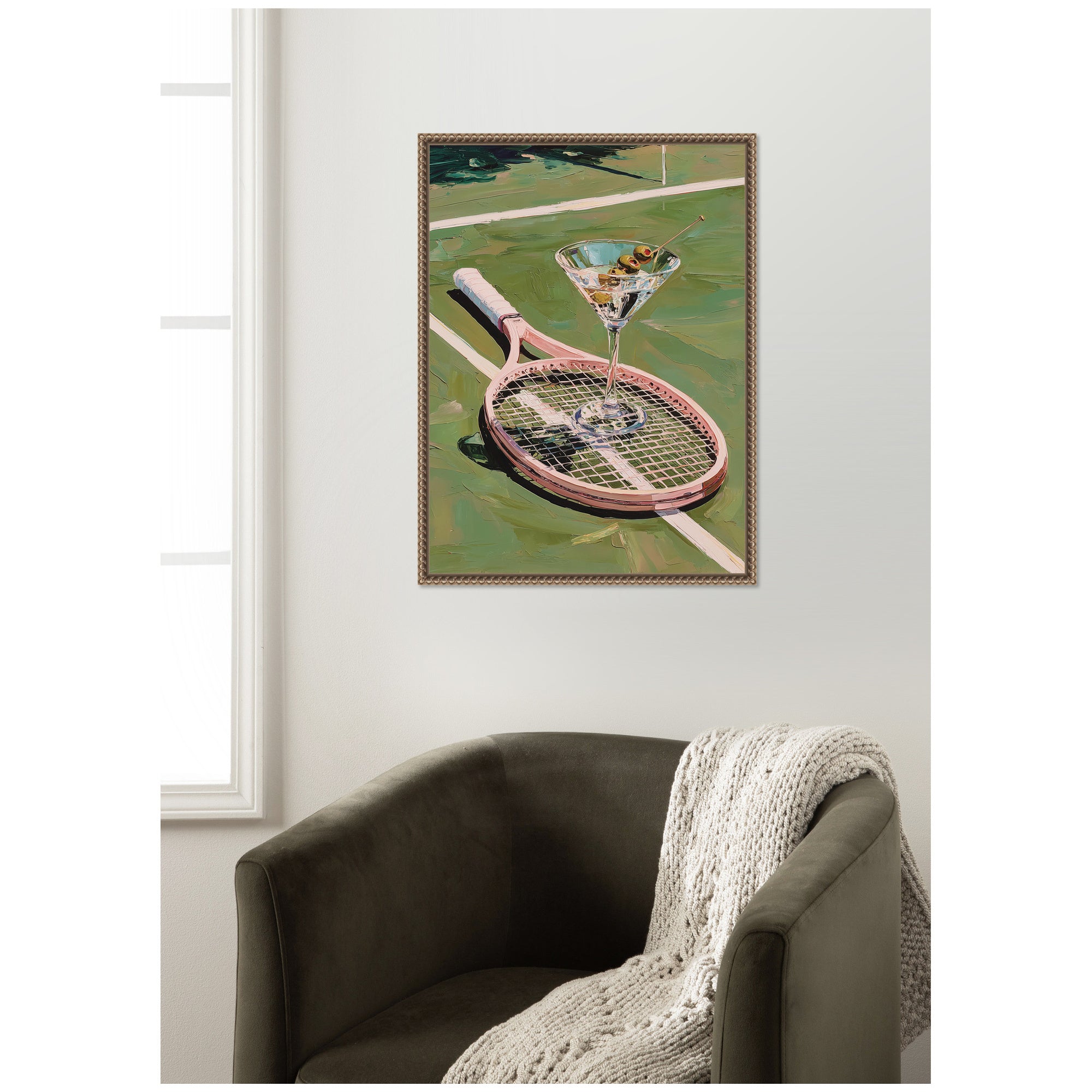 Tennis Martini by Honey Island Studio Framed Canvas Wall Art Print