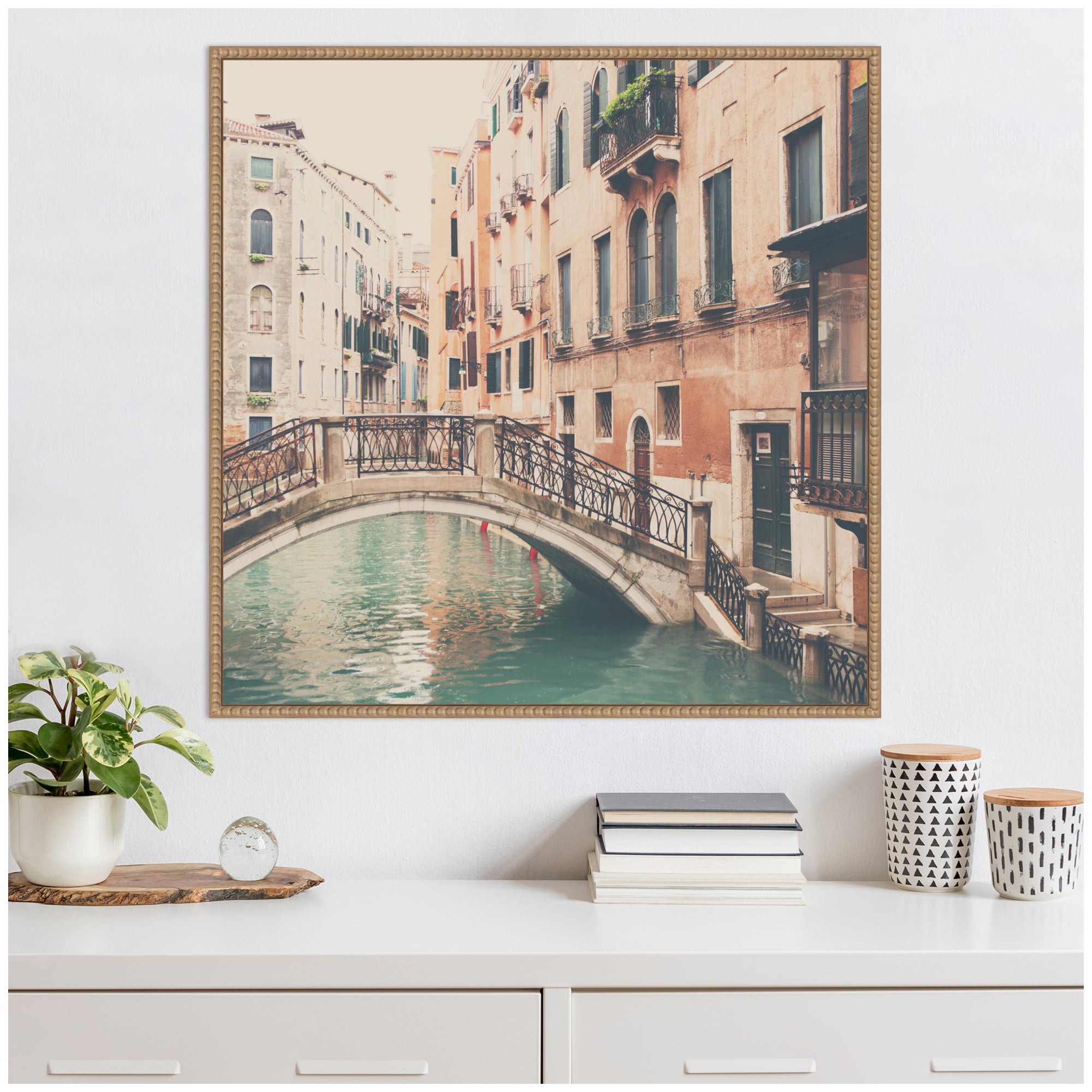 Framed Canvas Sylvie Beaded Rustic Natural 30x30 6