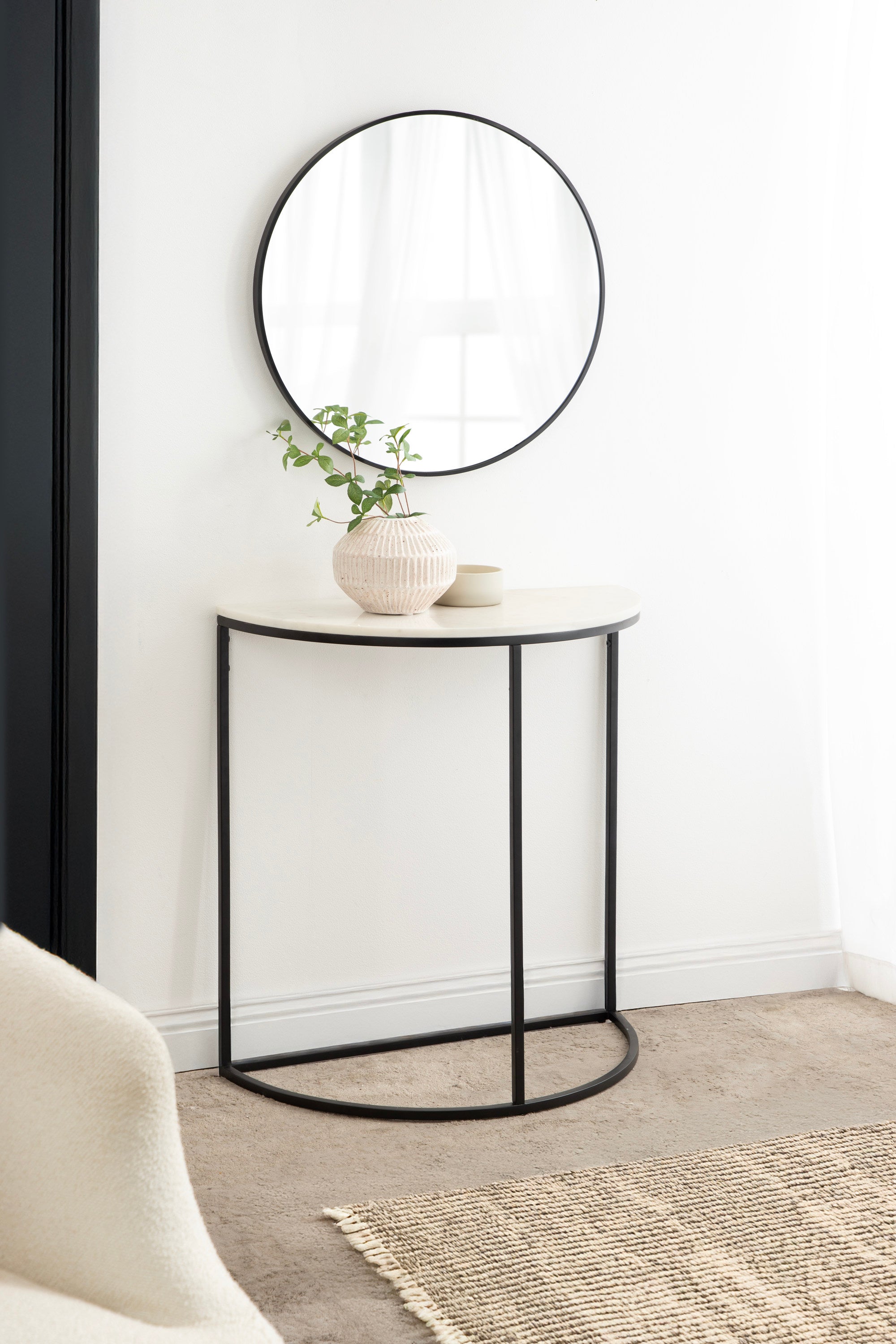 Console Table White Black 28x14x30 7