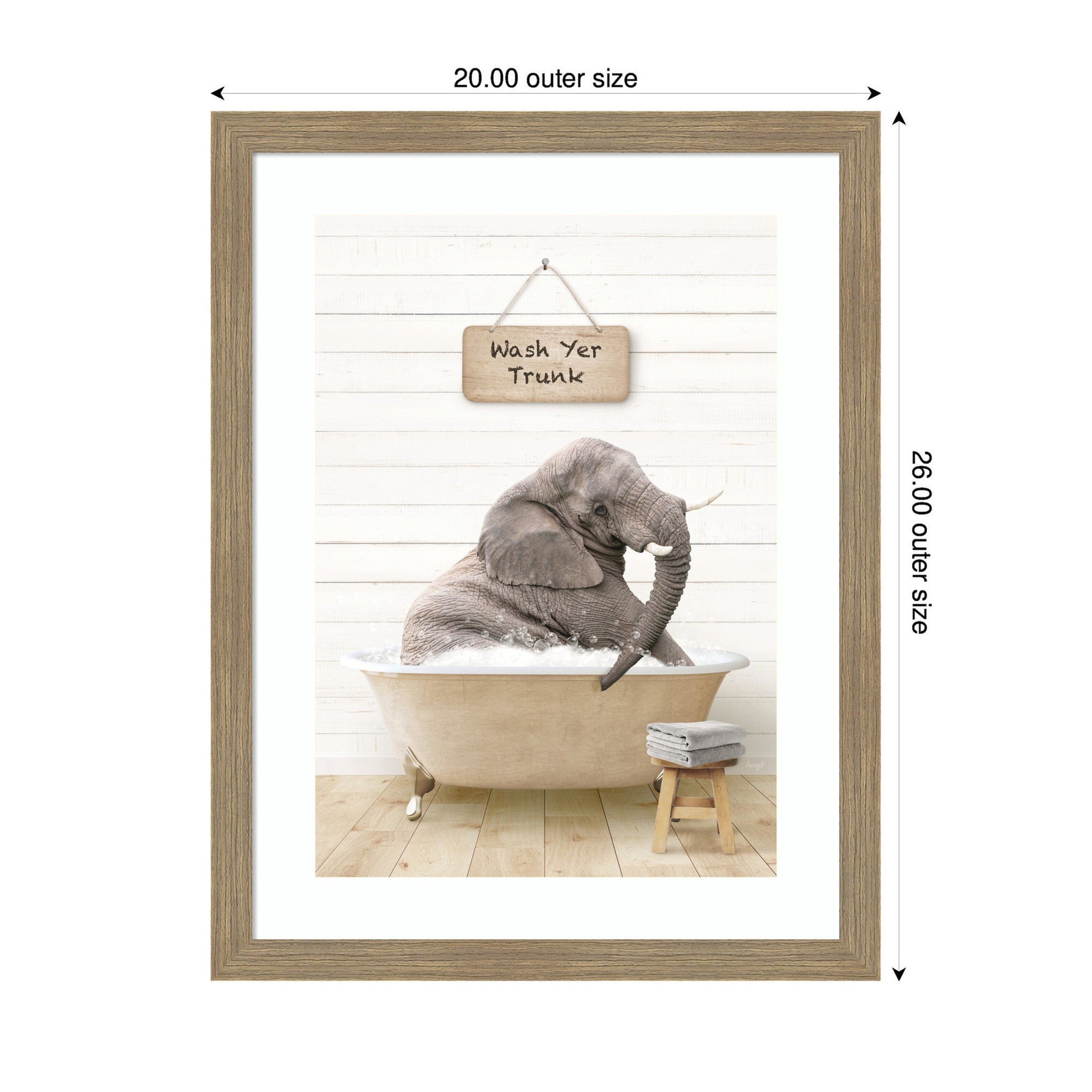 Framed Art Woodgrain Stripe Mocha 20x26 2