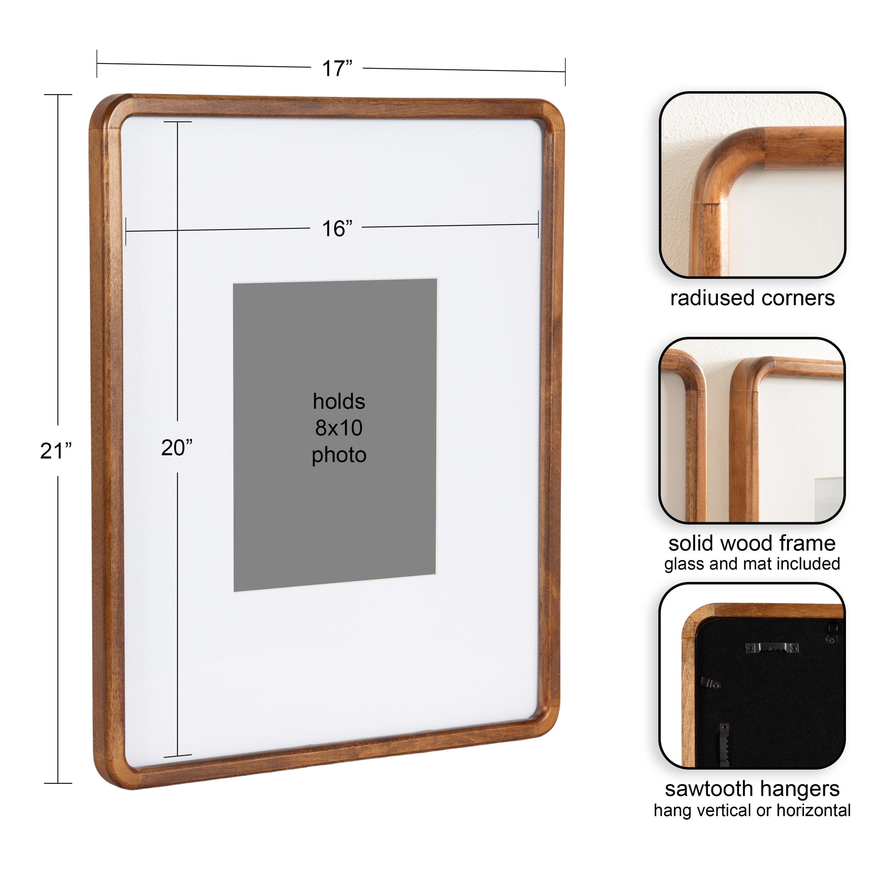Wall Frame 16x20 matted to 8x10 Walnut Brown 2