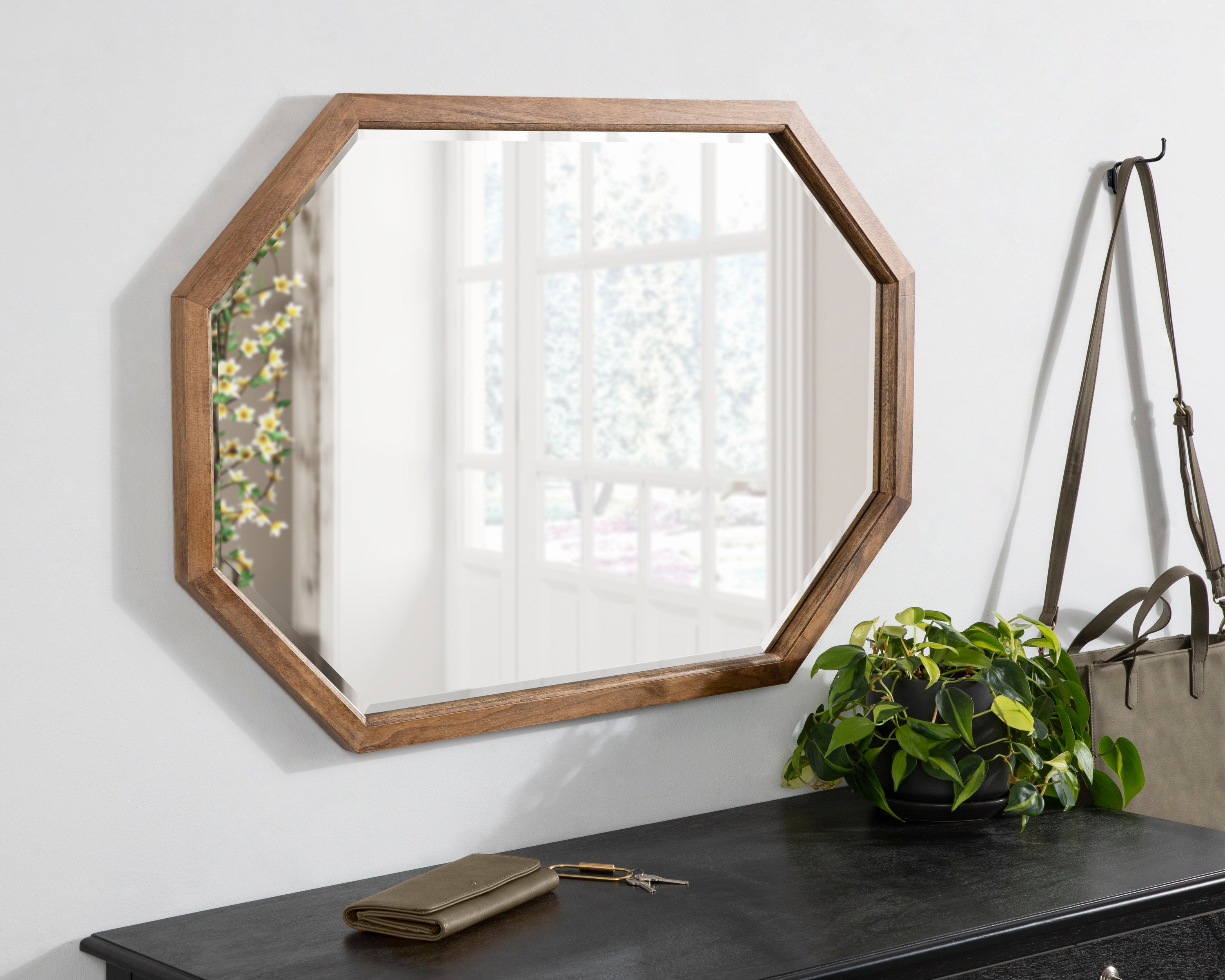 Octagon Mirror Rustic Brown 24x36 7