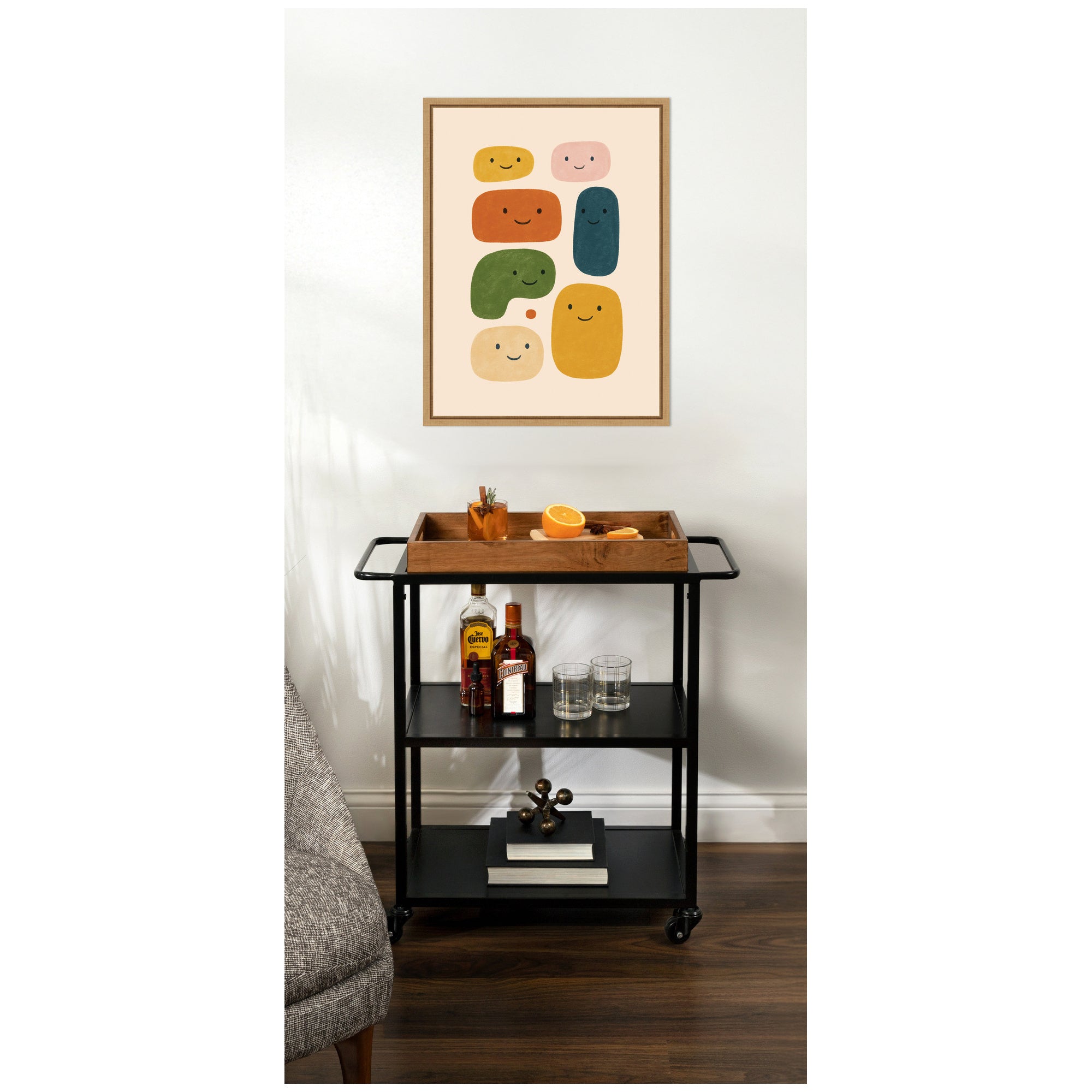 Smiling Shapes by Laura Moss Framed Canvas Wall Art Print