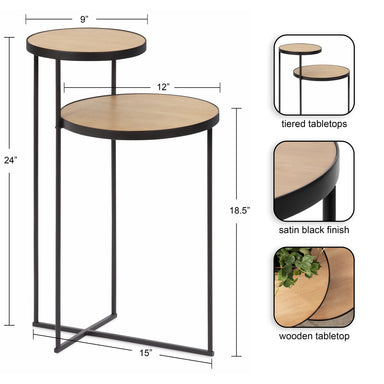 Side Table Natural Black 12x15x24 2