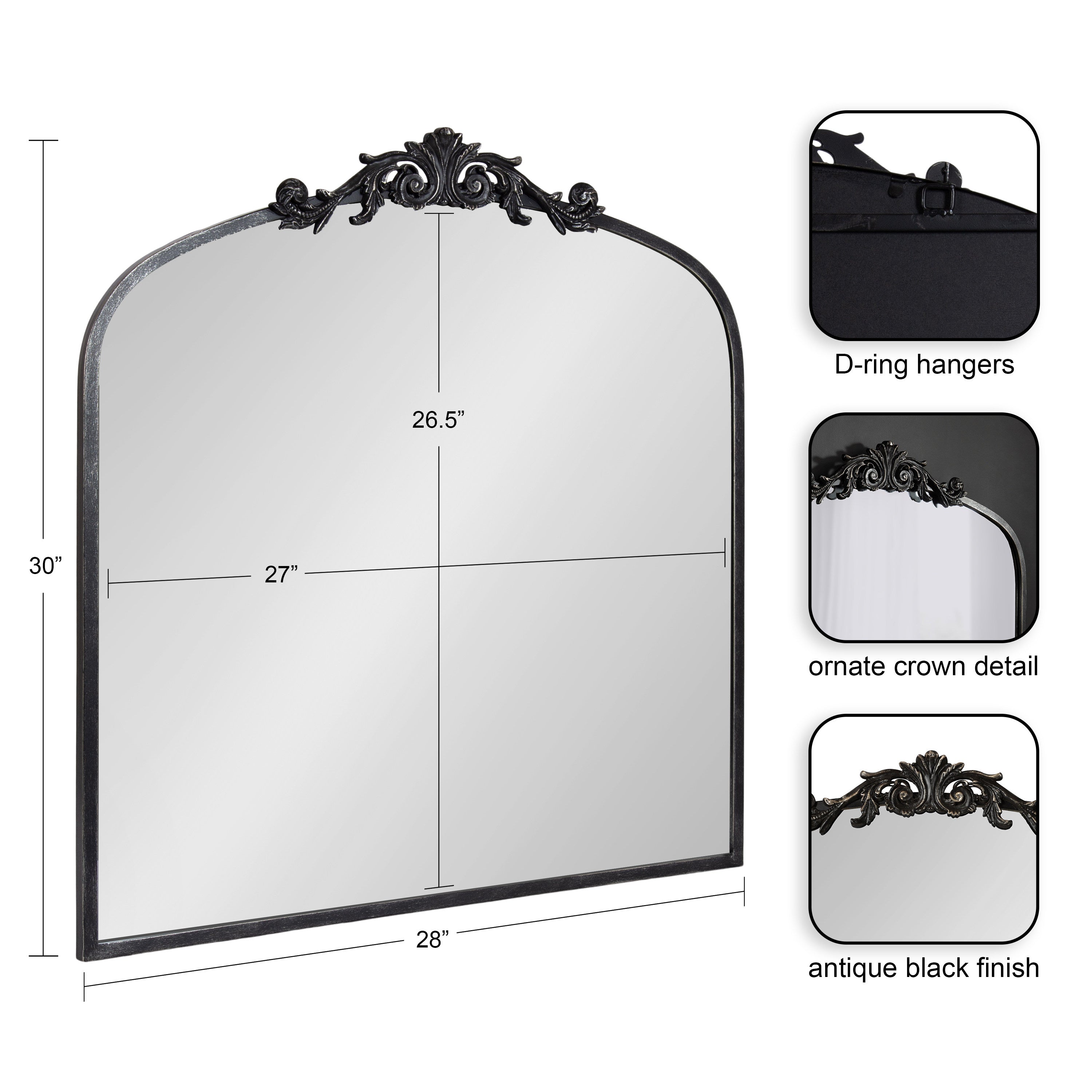 Arch Mirror 28x30 Black 2