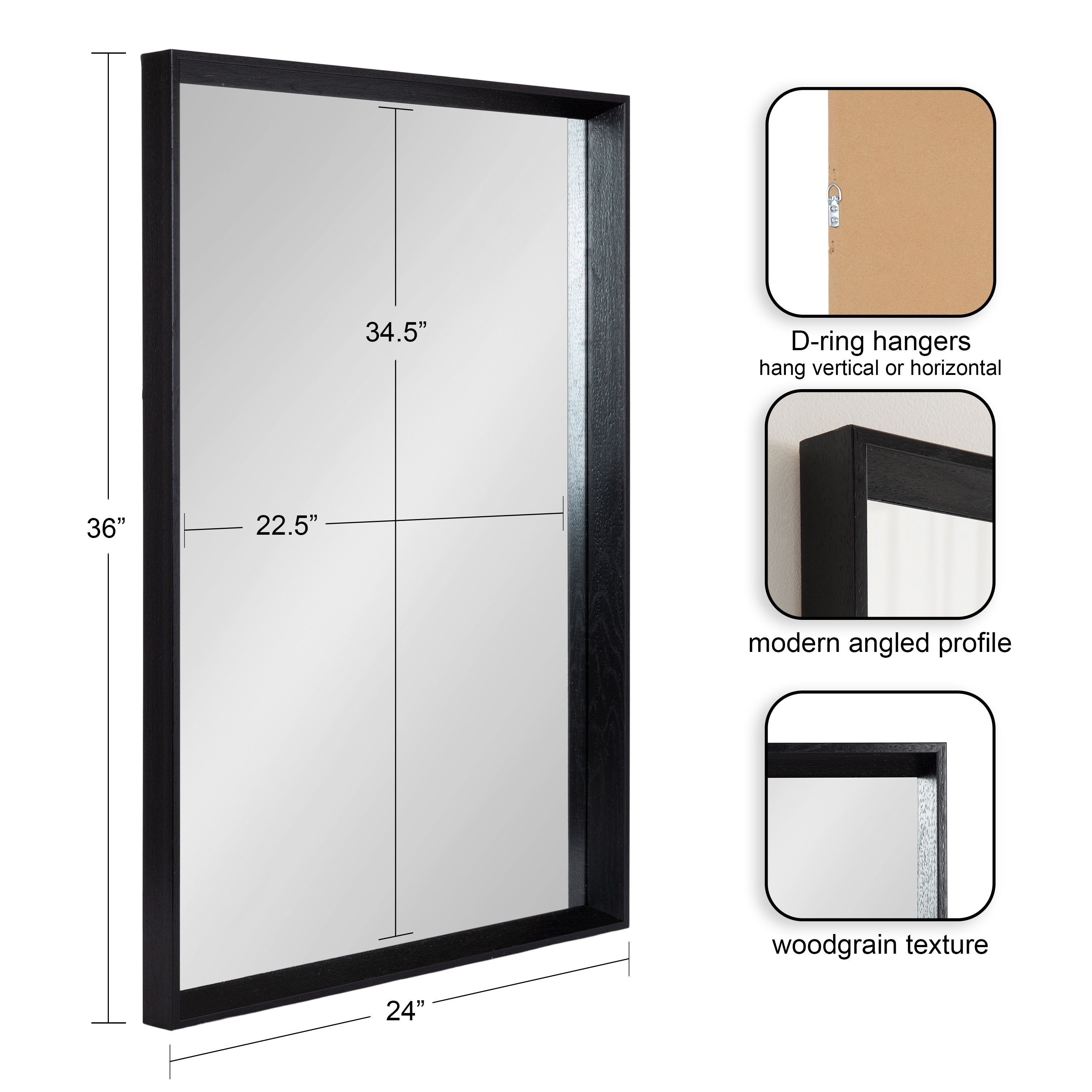 Rectangle Mirror Black 24x36 2