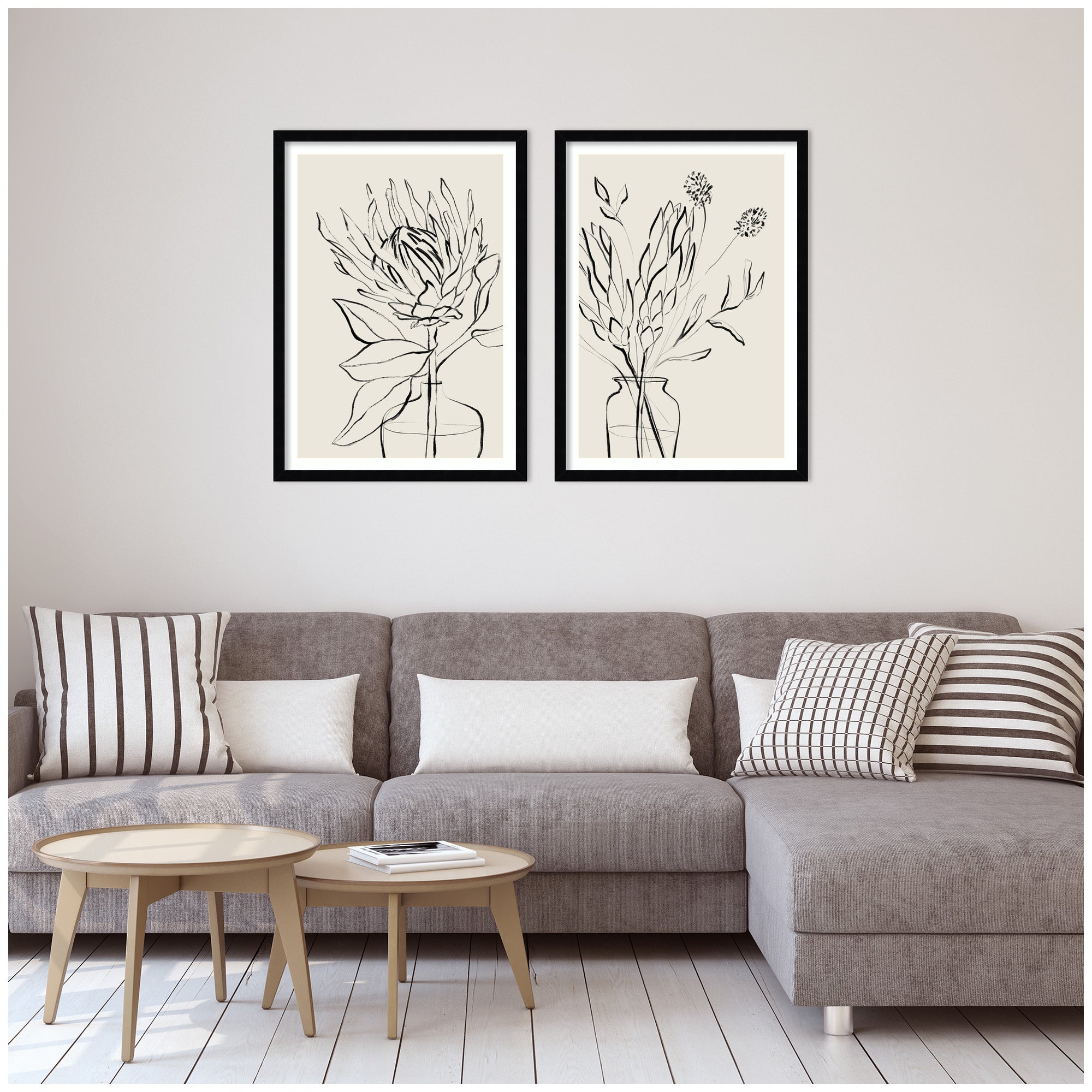 SB Protea Sketch No. 1 & No. 2 2 Piece Framed Wall Art Print Set by Sara Berrenson
