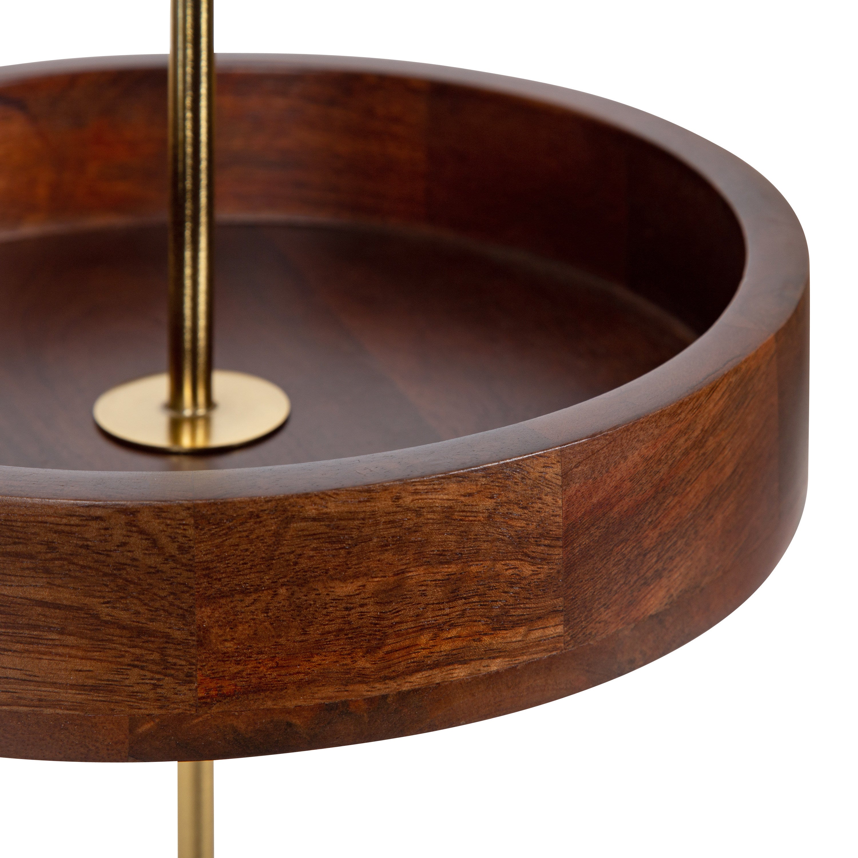 Tiered Tray Walnut Brown Gold 13x13x20 3