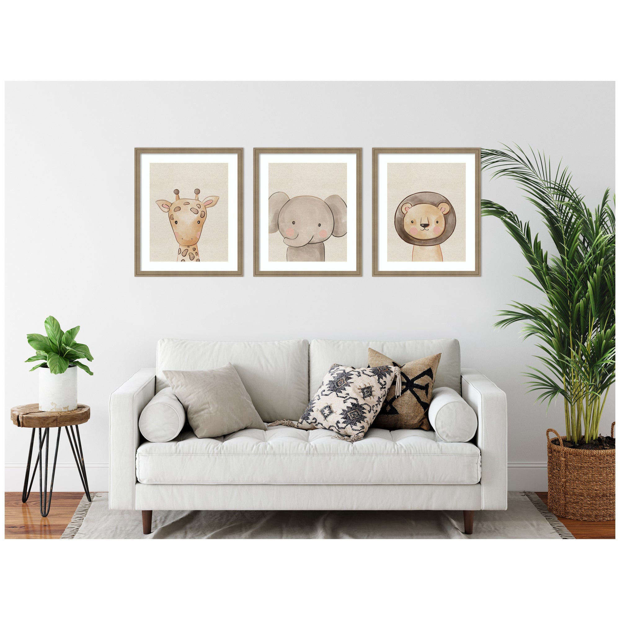 Baby Animal Portrait 3 Piece Framed Wall Art Print Set by The Creative Bunch Studio