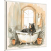 Sylvie Black Bear Bathroom Watercolor Framed Canvas by The Creative Bunch Studio