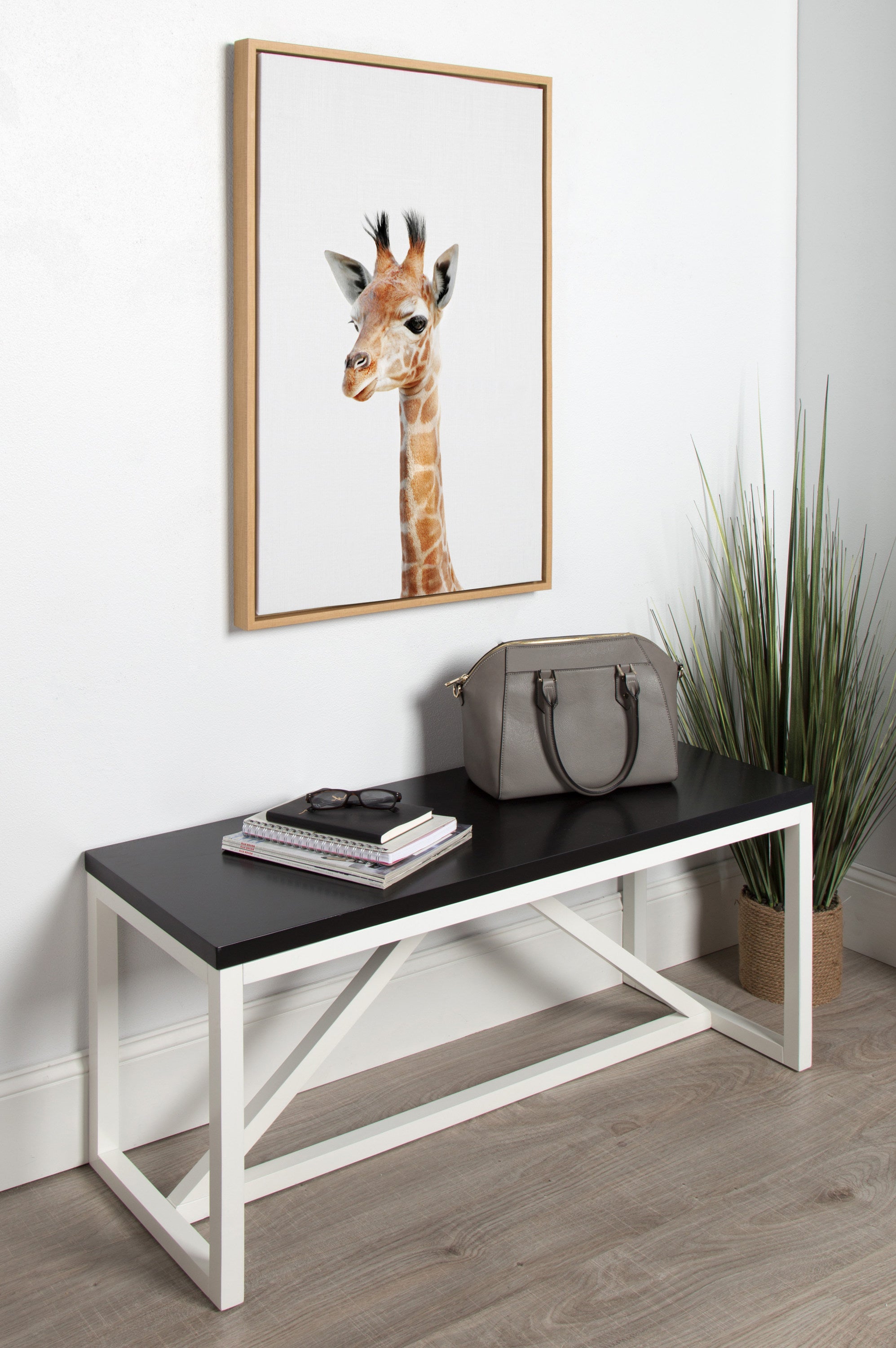 Sylvie Baby Giraffe Framed Canvas by Amy Peterson
