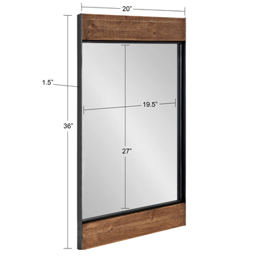 Rectangle Mirror Rustic Brown Black 20x36 6