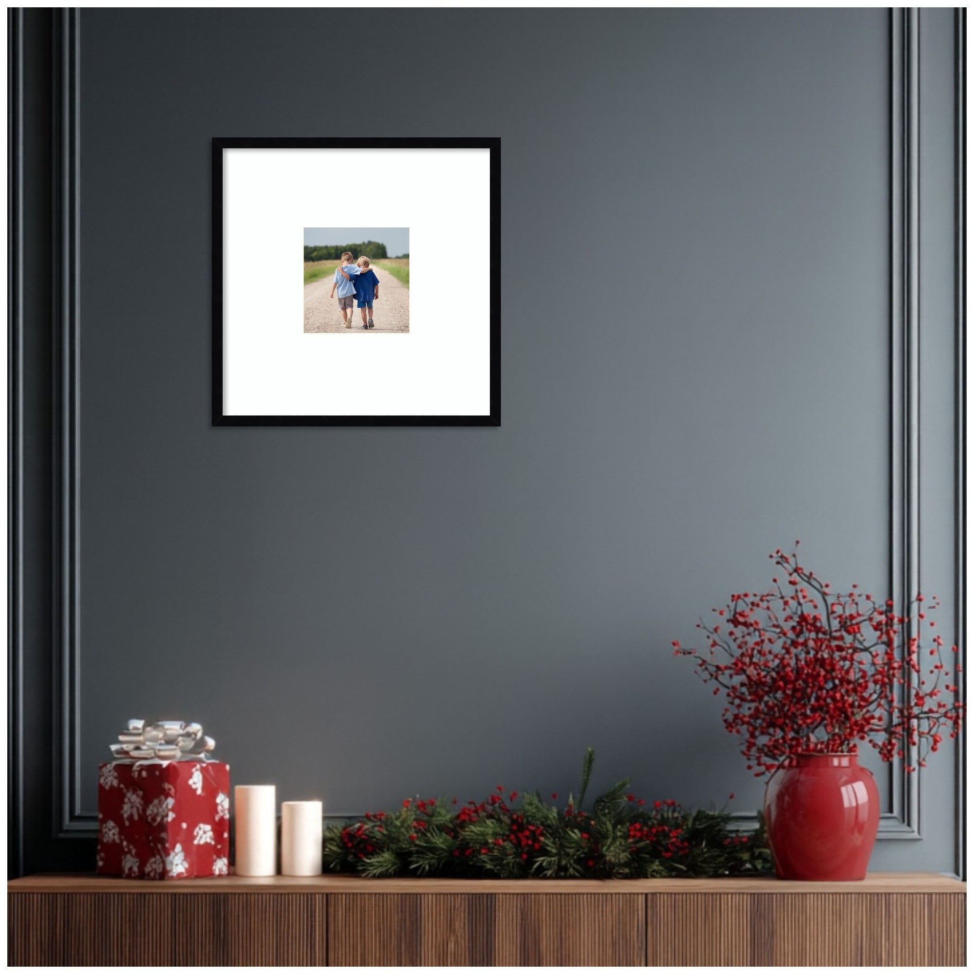 Wall Frame Svelte Noir Black 20x20 matted to 8x8 6