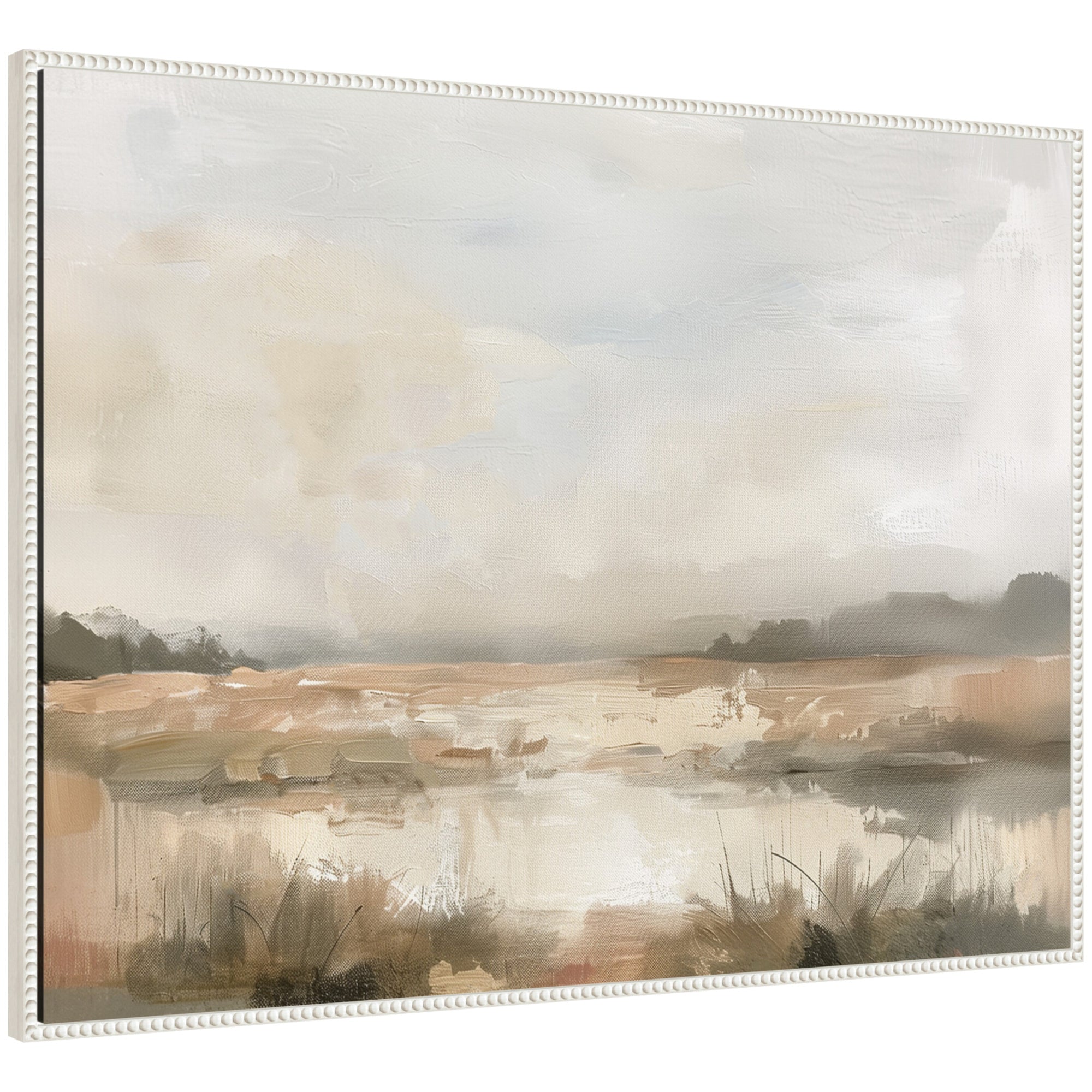 Framed Canvas 42x32 Sylvie Beaded White 1