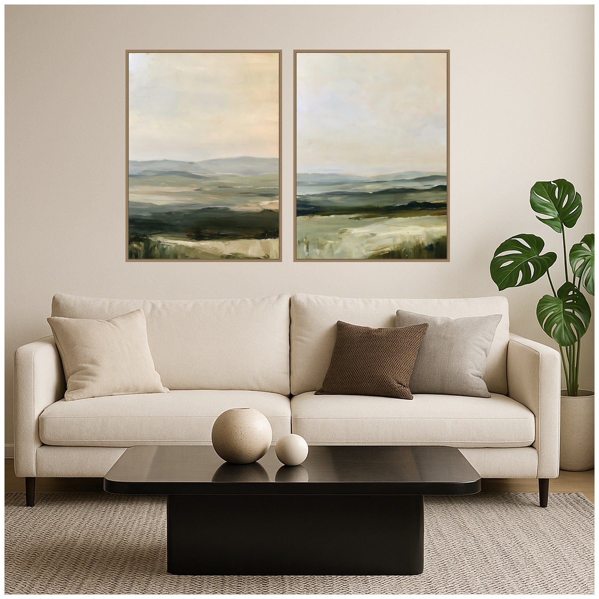 Framed Canvas Sylvie Dark Gold 2 Piece Set 28x38 5