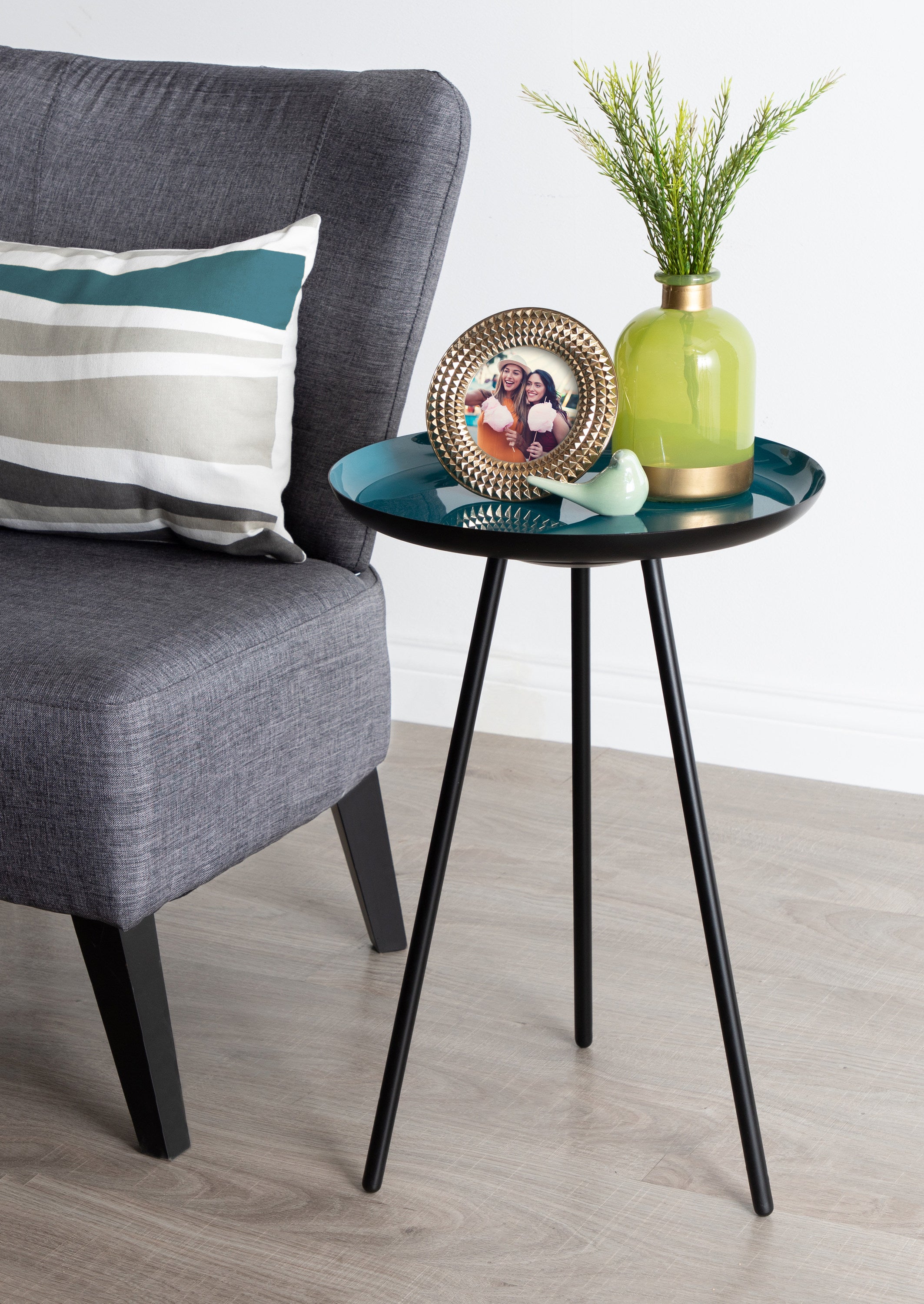 Side Table 15x15x22.5 Teal Black 5
