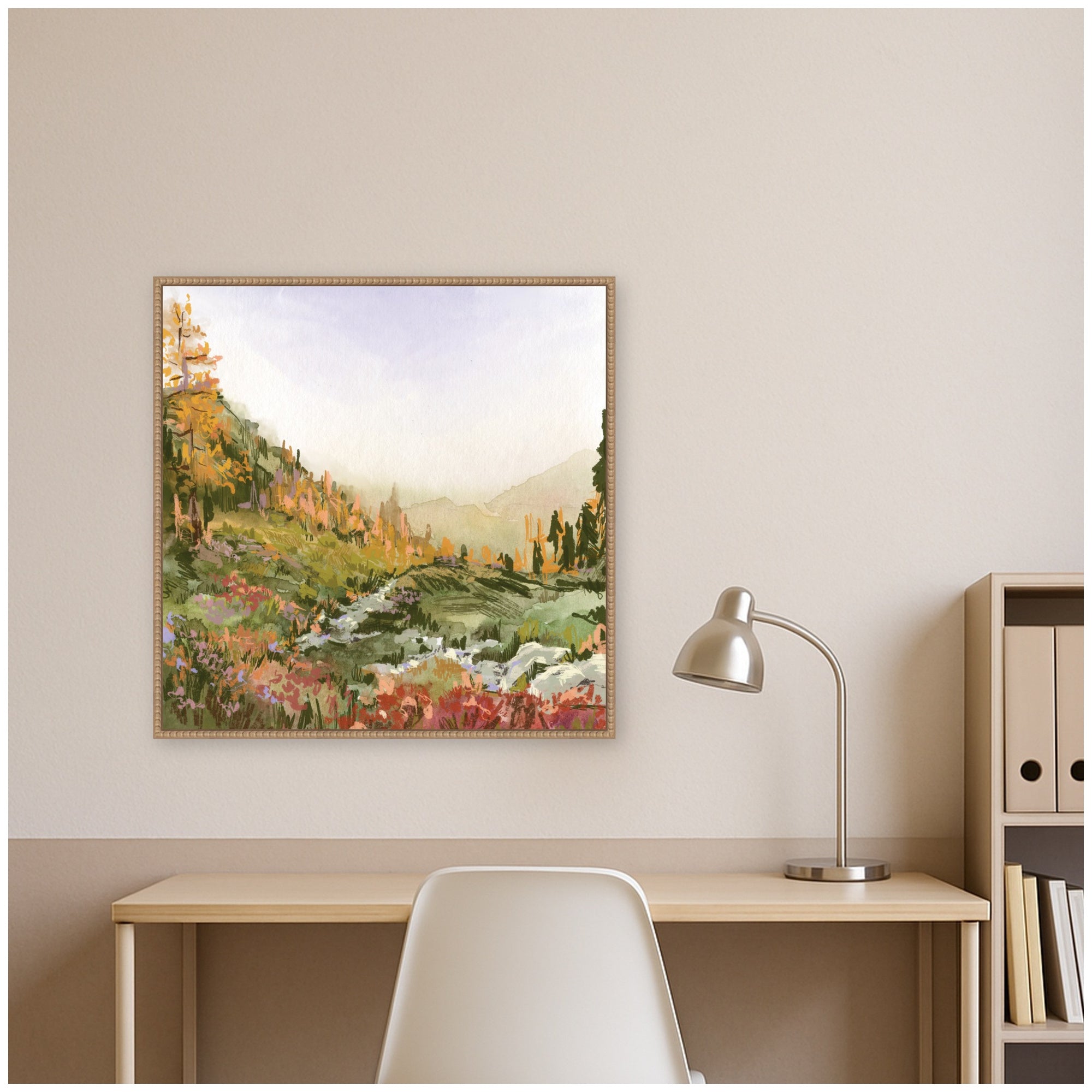 Framed Canvas 30x30 Sylvie Beaded Rustic Natural 6