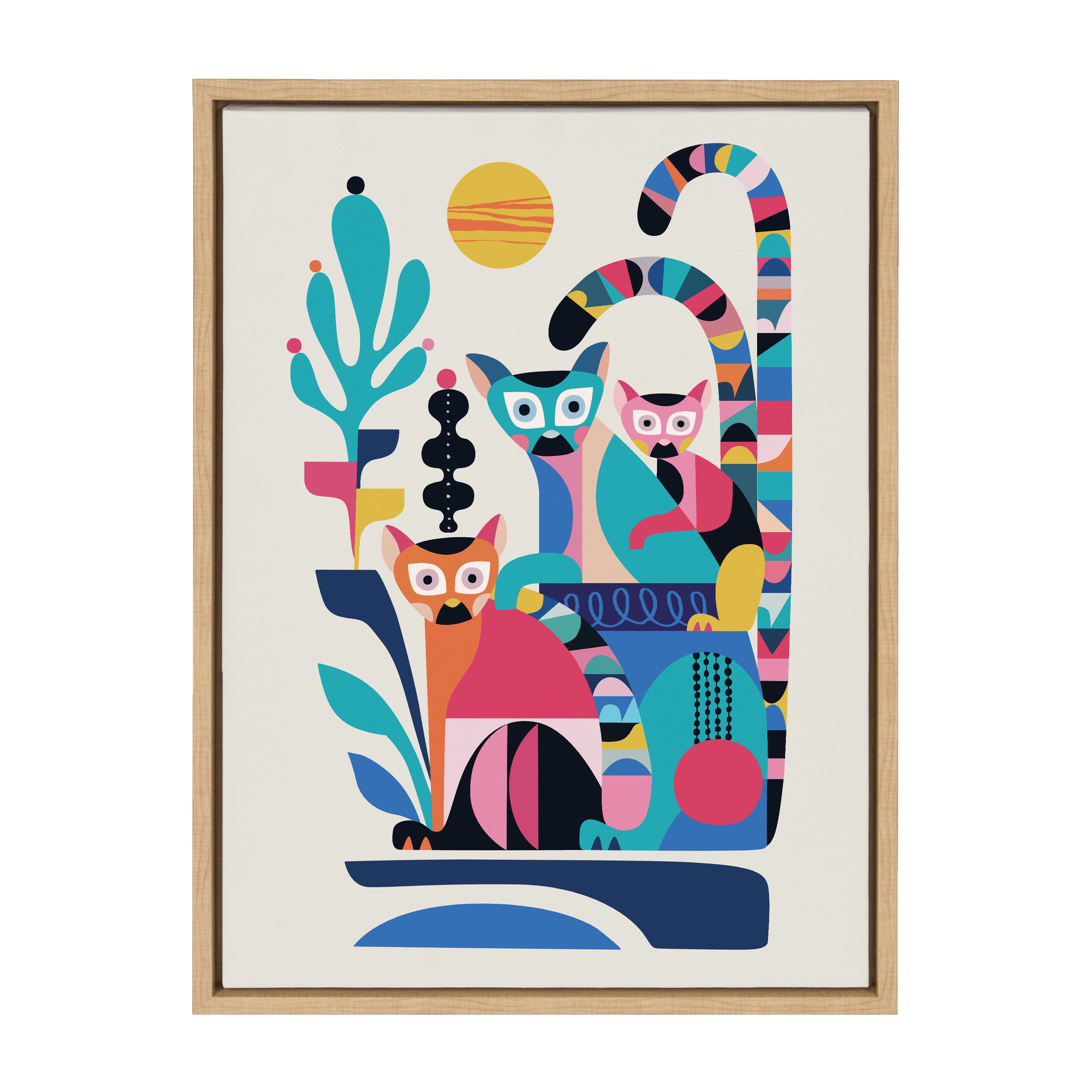 Sylvie Mid Century Modern Lemur Framed Canvas by Rachel Lee of My Dream Wall
