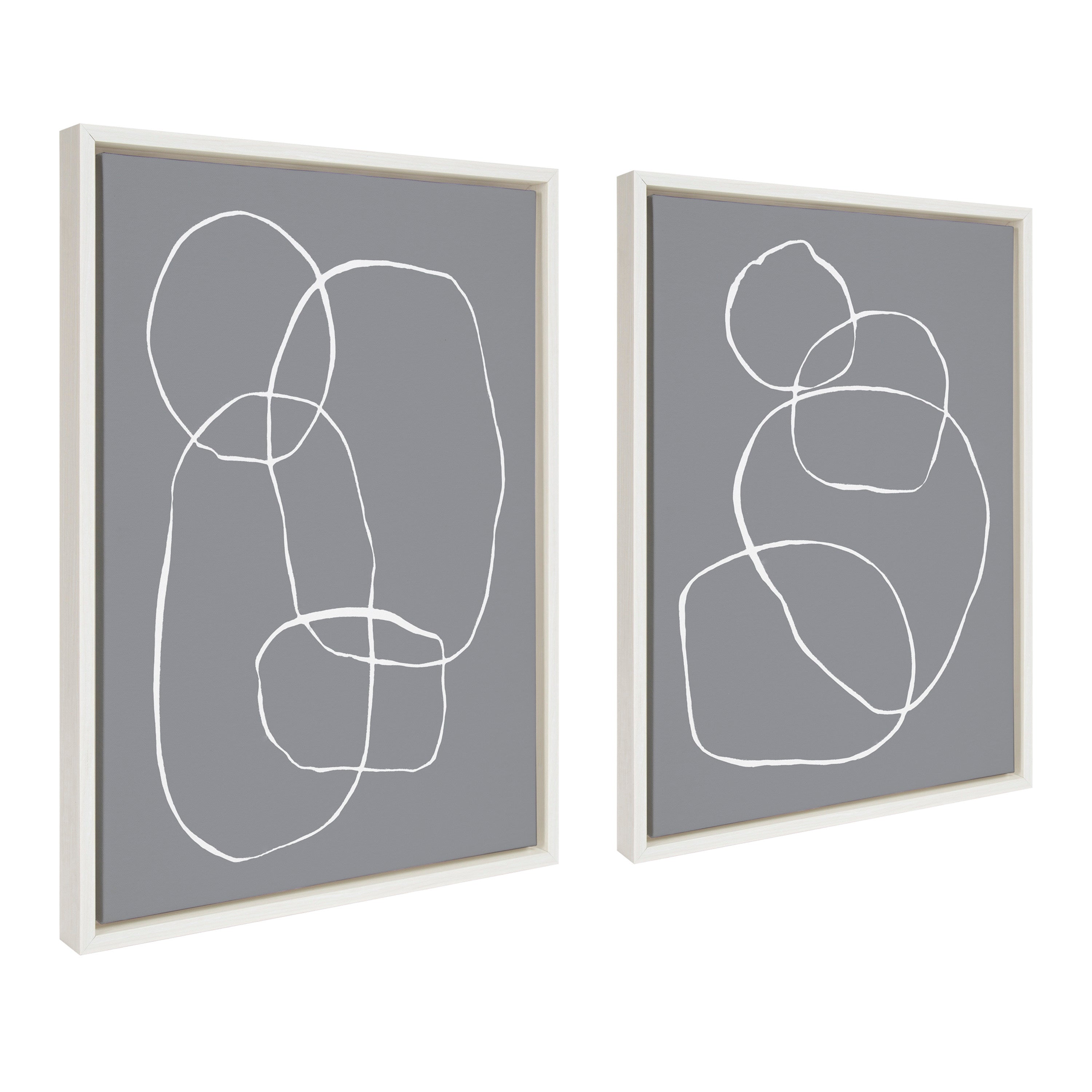 Sylvie Gray Going in Circles Framed Canvas Set by Teju Reval of SnazzyHues