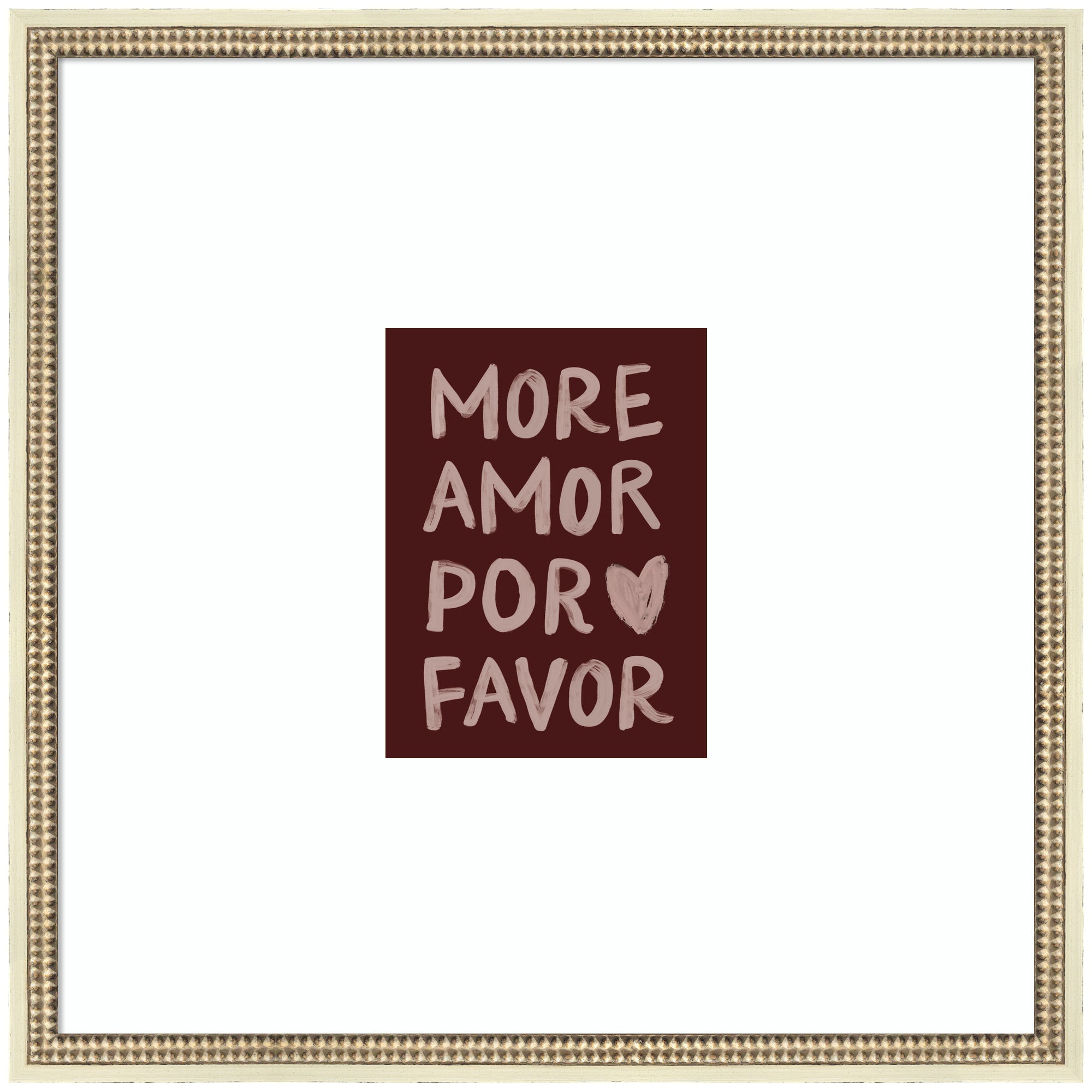 More Amor Por Favor Hand Painted Typography Maroon by Lucky Guava Framed Wall Art Print