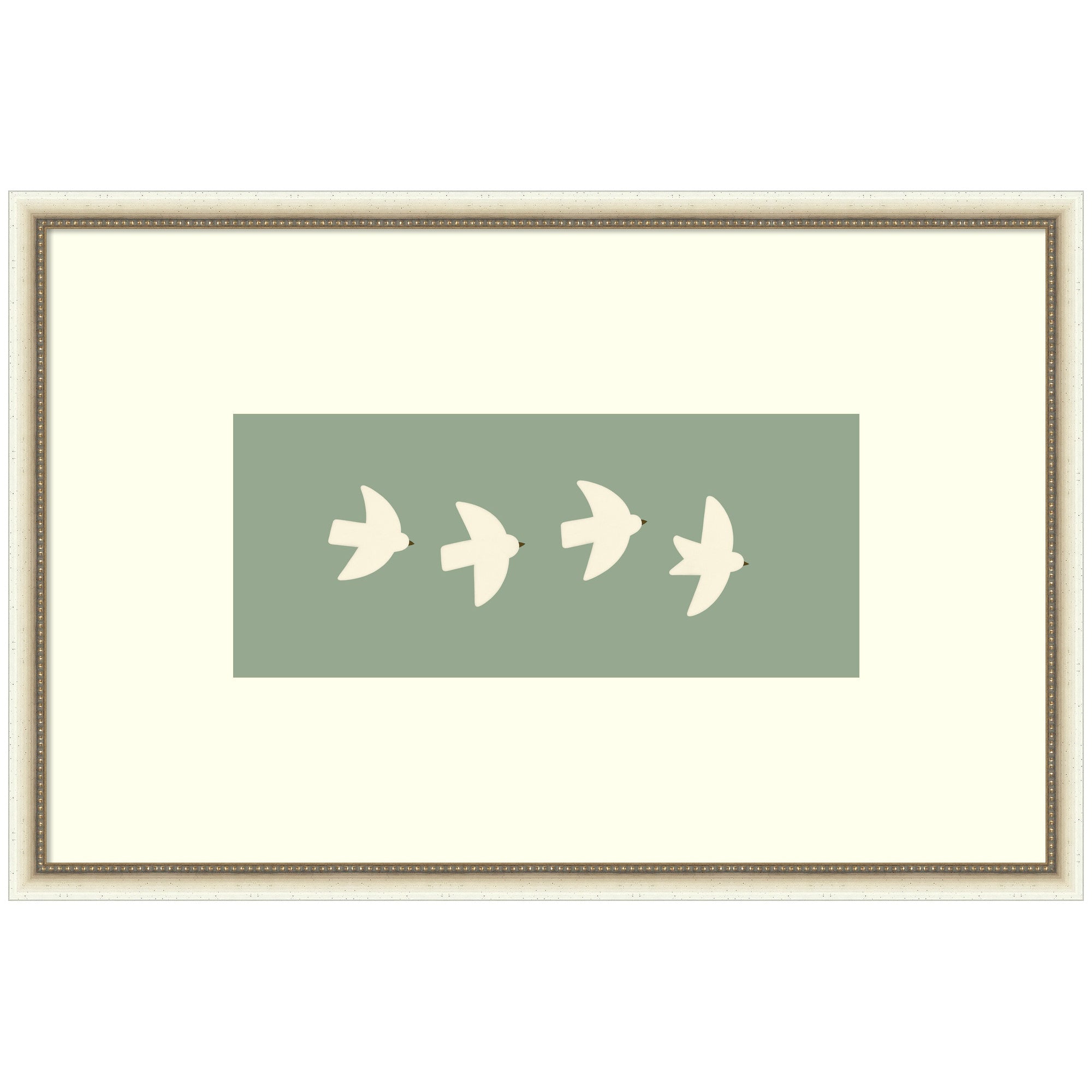 Minimalist Birds Panel 4 Green by Laura Moss Framed Wall Art Print
