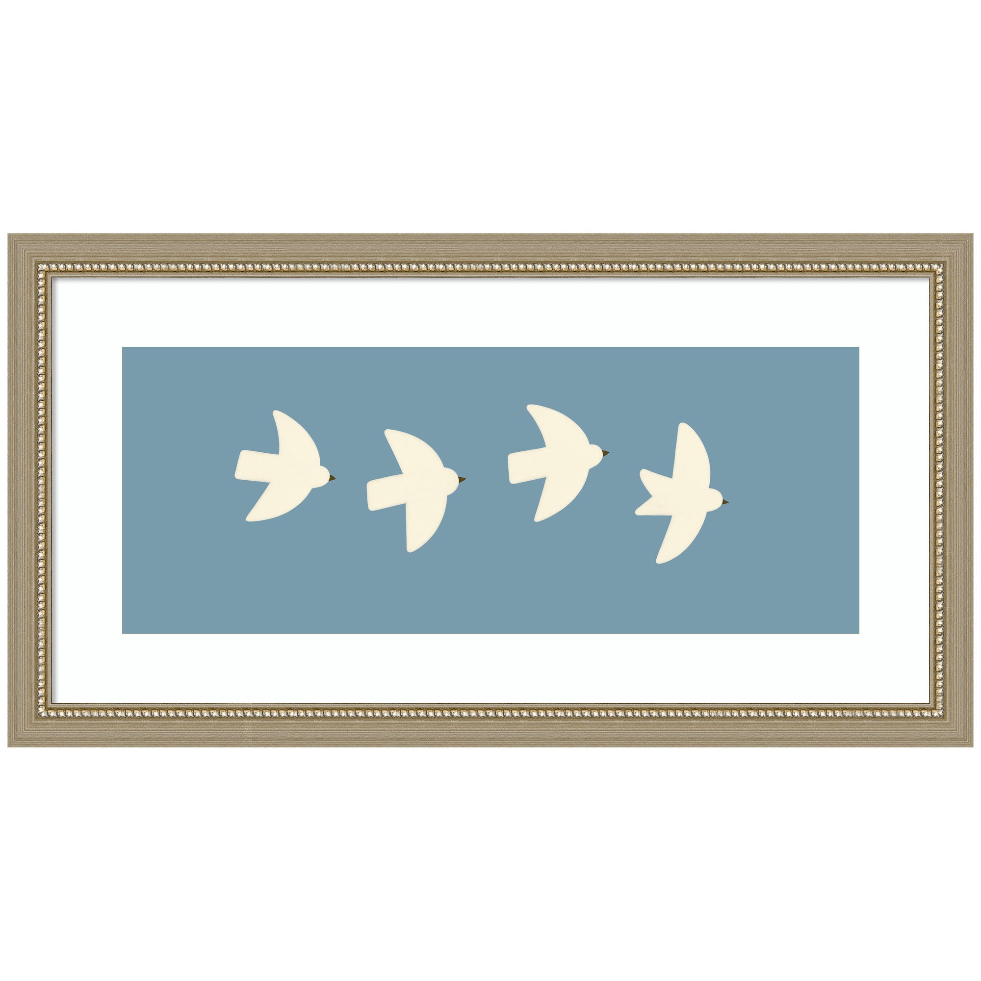 Minimalist Birds Panel Blue by Laura Moss Framed Wall Art Print