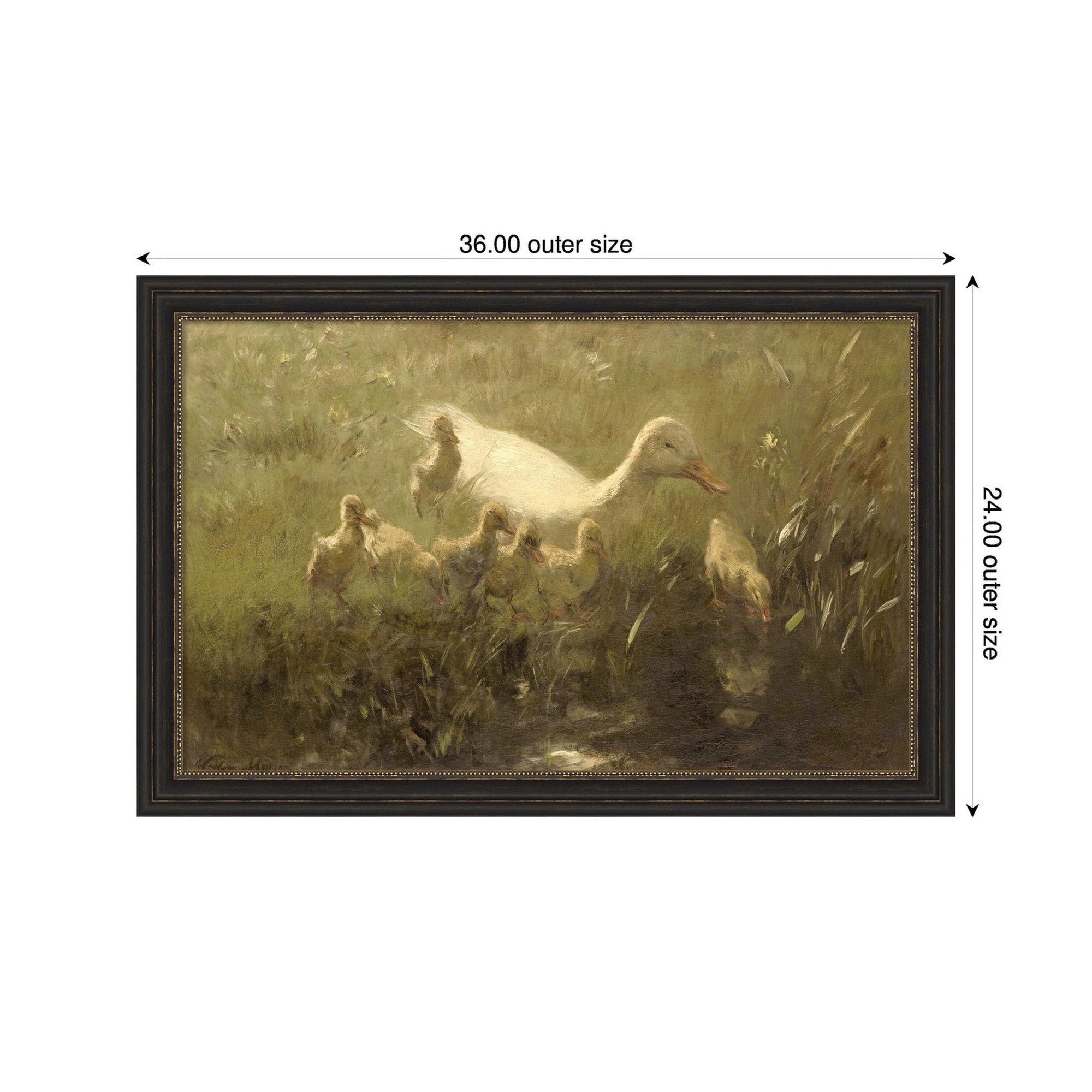 Witte eend met kiekens 1910 Willem Maris by Nostalgia Prints Framed Mounted Canvas Wall Art Print