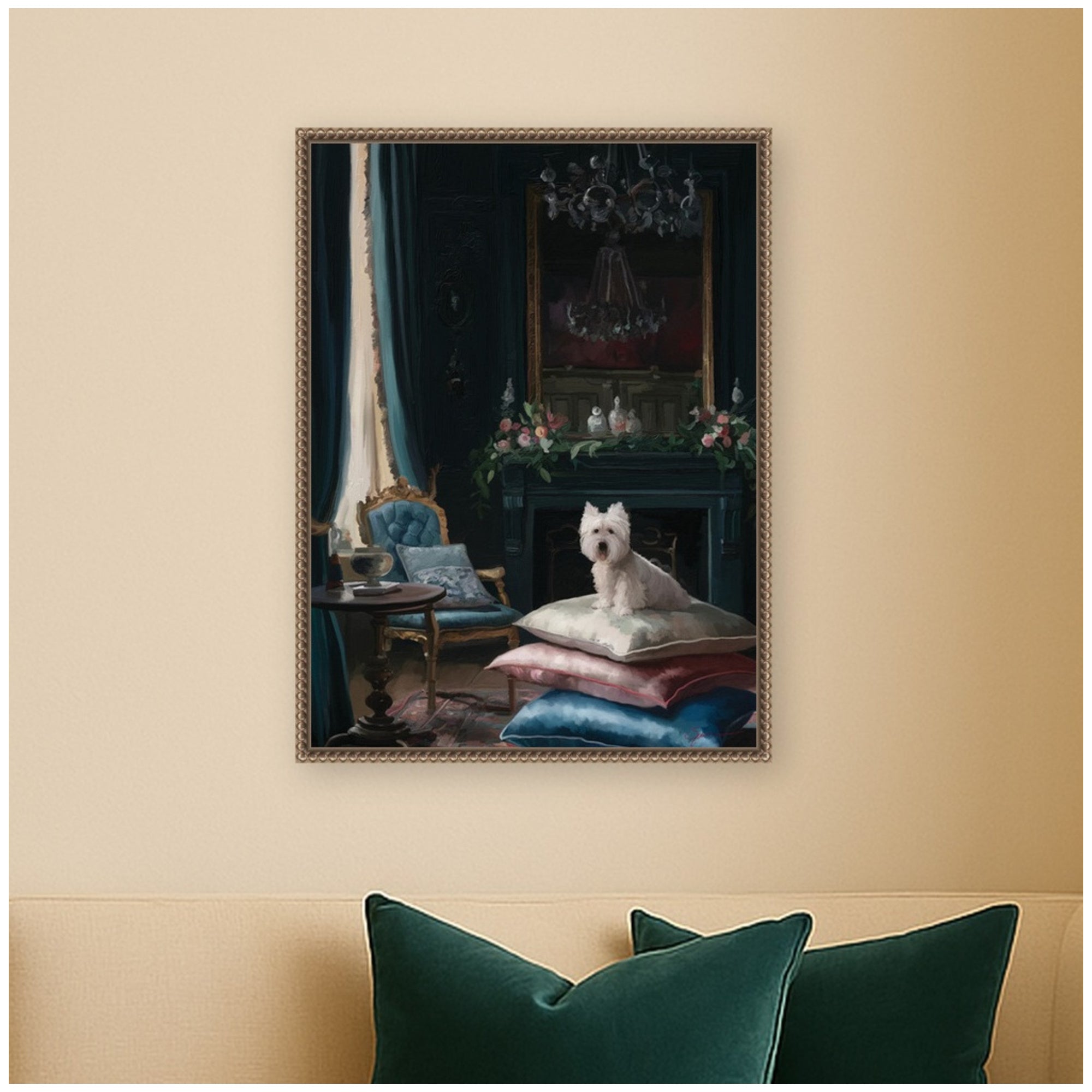 Framed Canvas 18x24 Sylvie Beaded Dark Gold 7