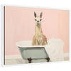 Sylvie Charming Boho Cottage Farmhouse Llama in Bathtub Framed Canvas by The Creative Bunch Studio