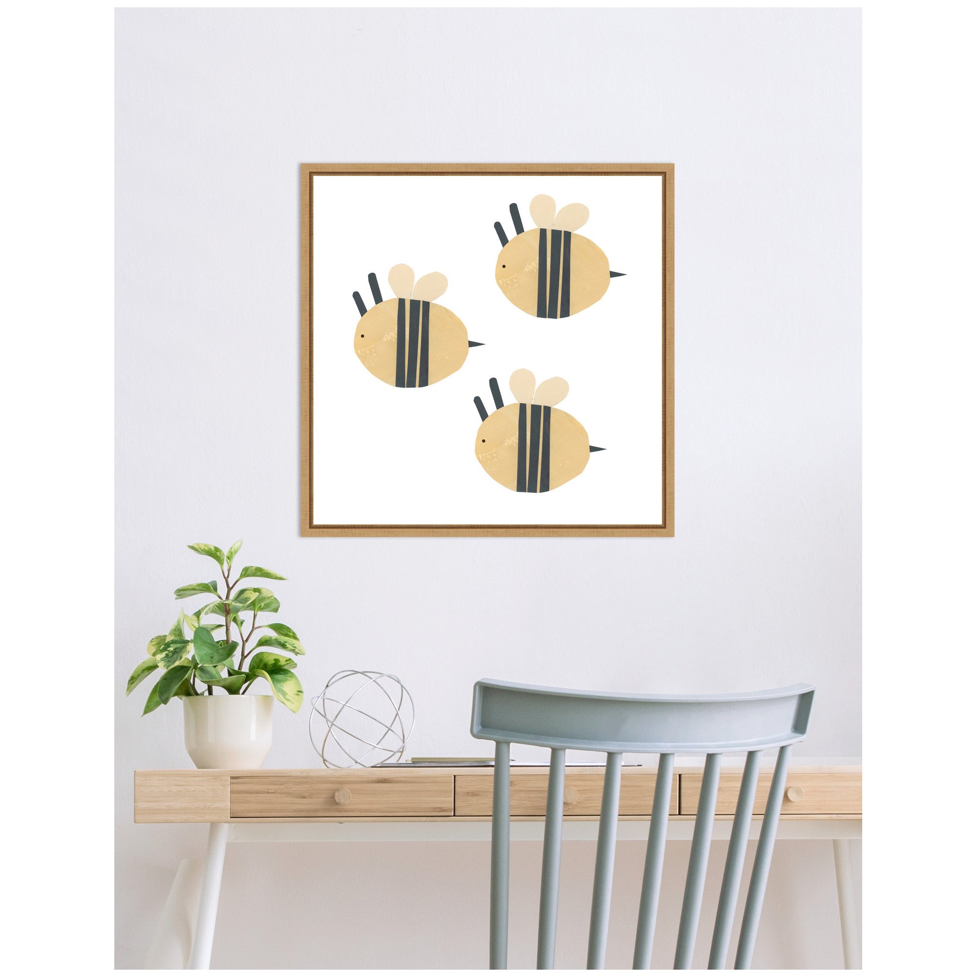 Buzzing Bees by Alicia Abla Framed Canvas Wall Art Print