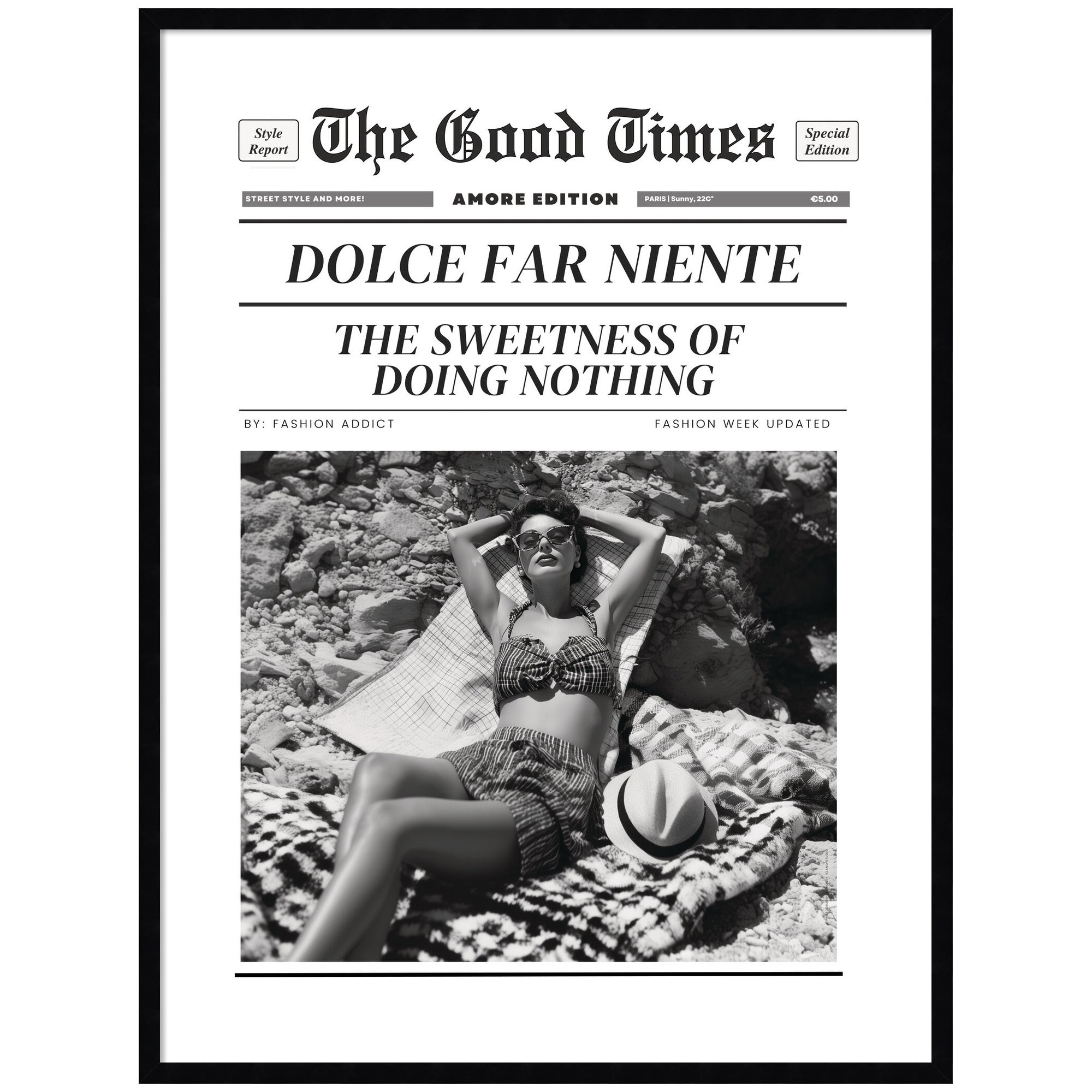 The Good Times Newspaper Dolce Far Niente by Honey Island Studio Framed Wall Art Print