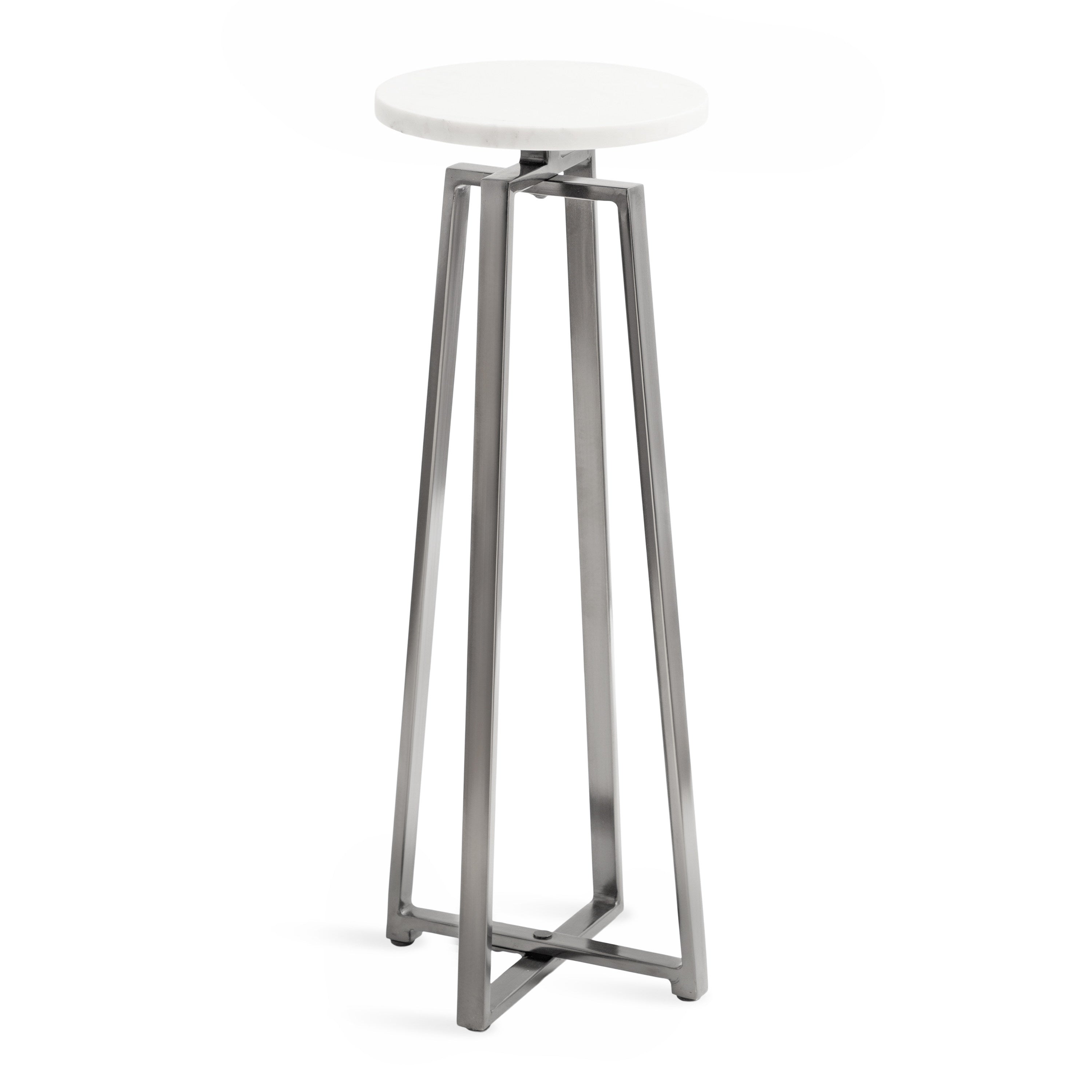 Drink Table White Pewter 9x9x23 1