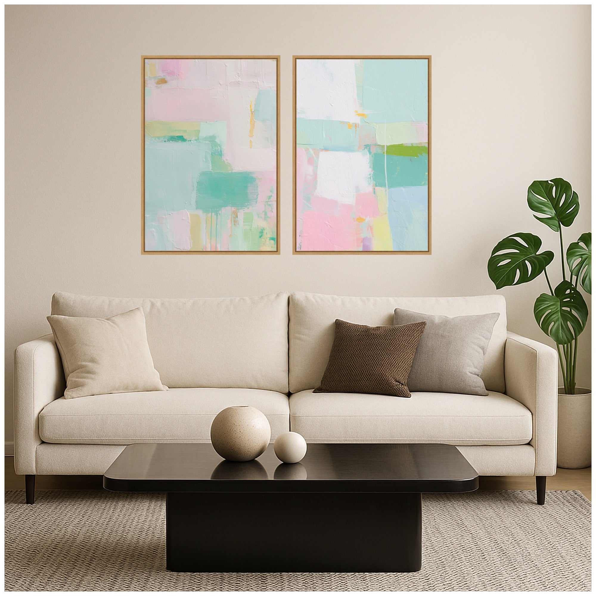 Framed Canvas Sylvie Natural 2 Piece Set 23x33 6