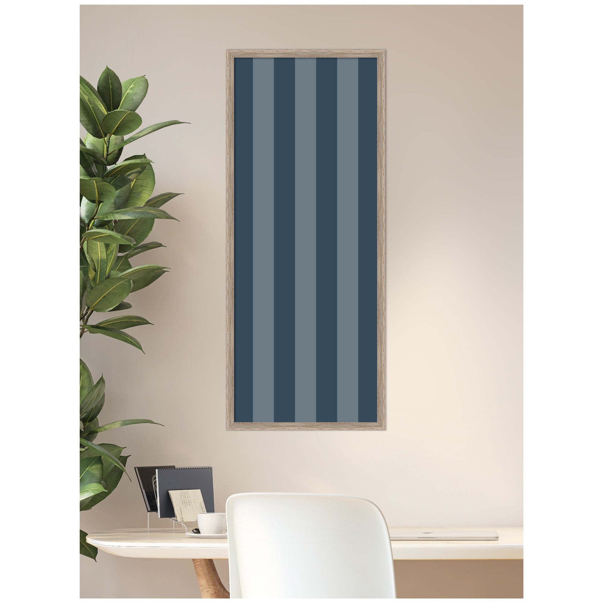 Framed Fabric Pinboard Wide Stripes Blue Wall Organization