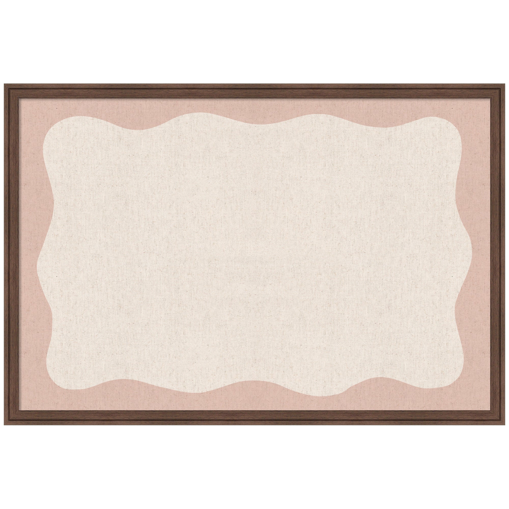 Framed Fabric Pinboard Wavy Linen Light and Pink Wall Organization