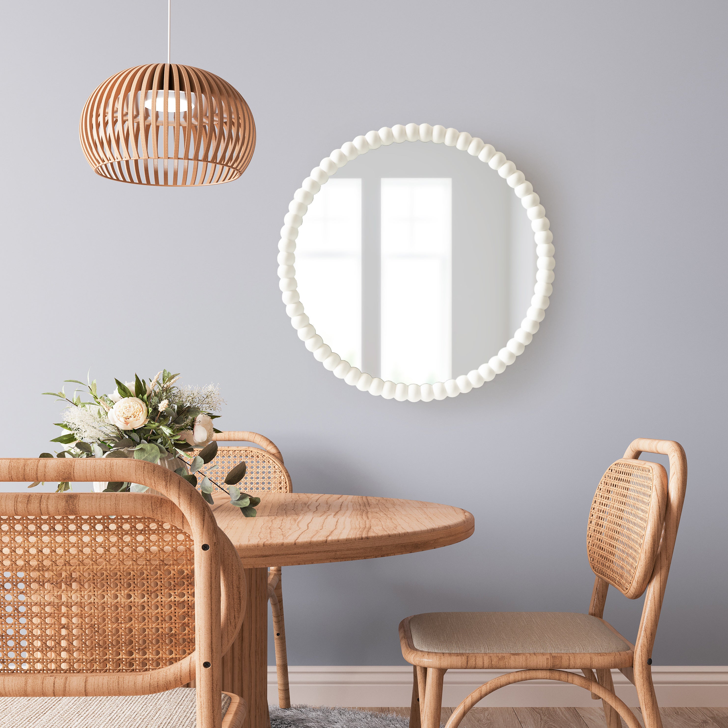 Round Mirror 28x28 White 7