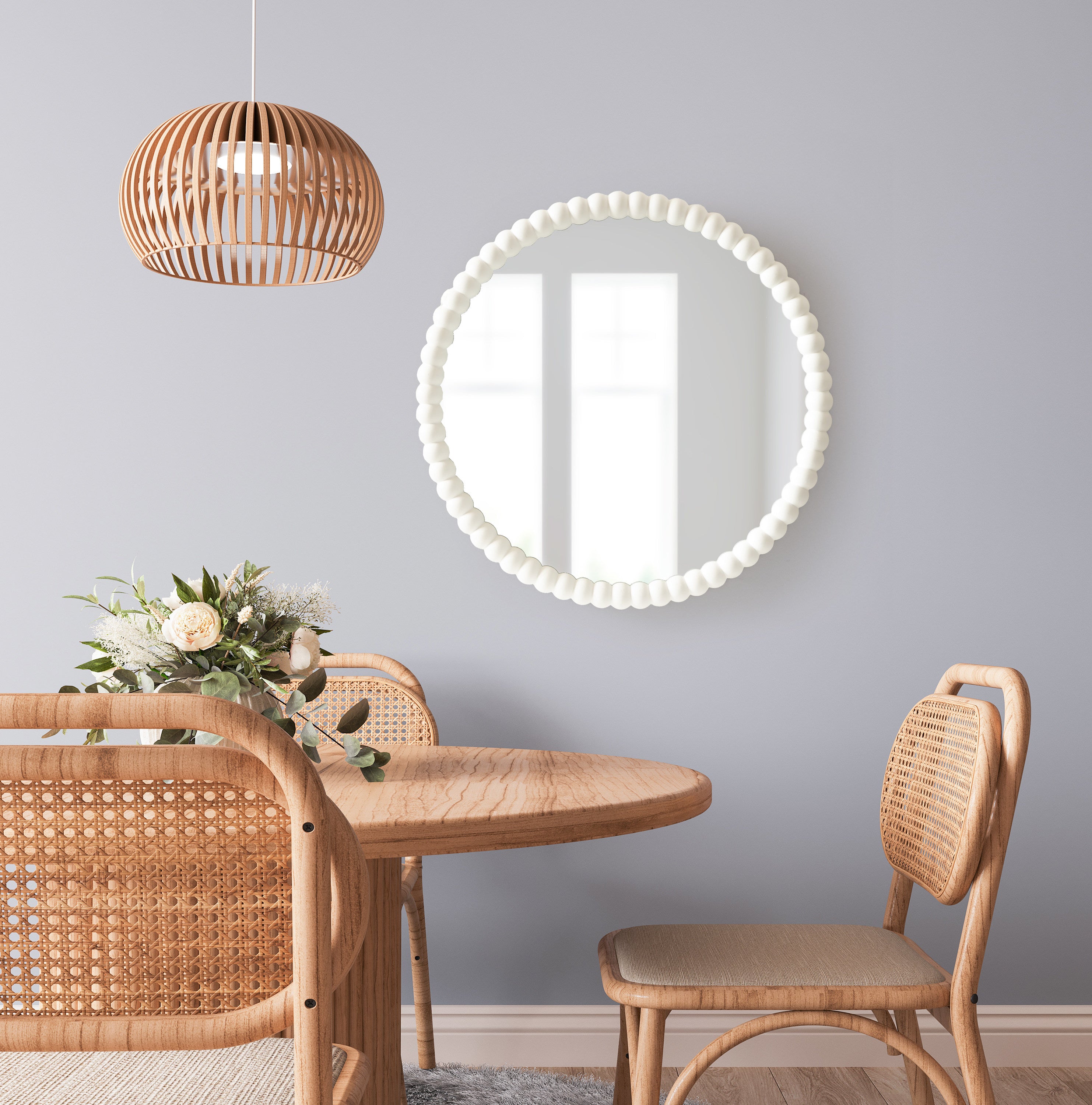 Round Mirror 28x28 White 7