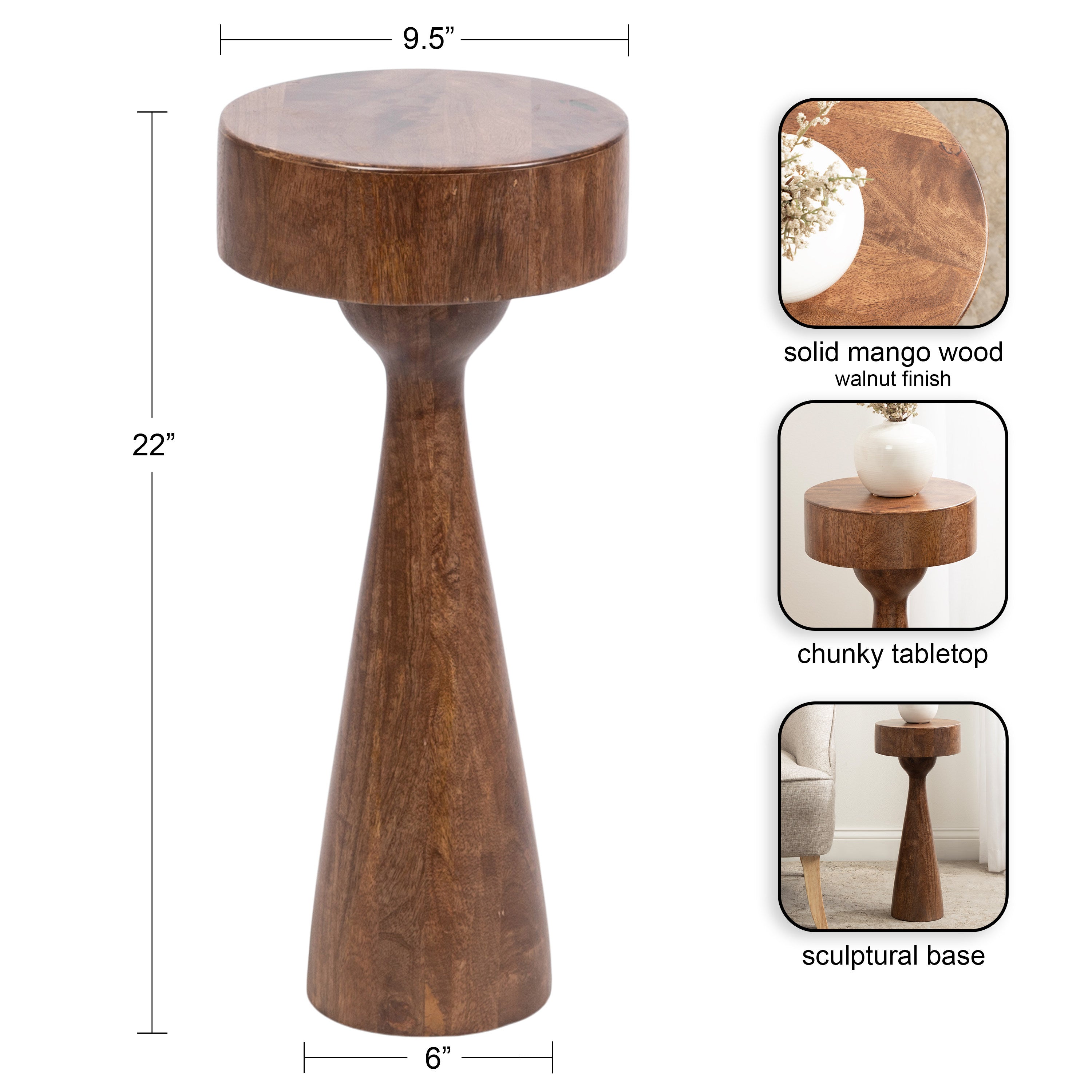 Drink Table Walnut Brown 10x10x22 2