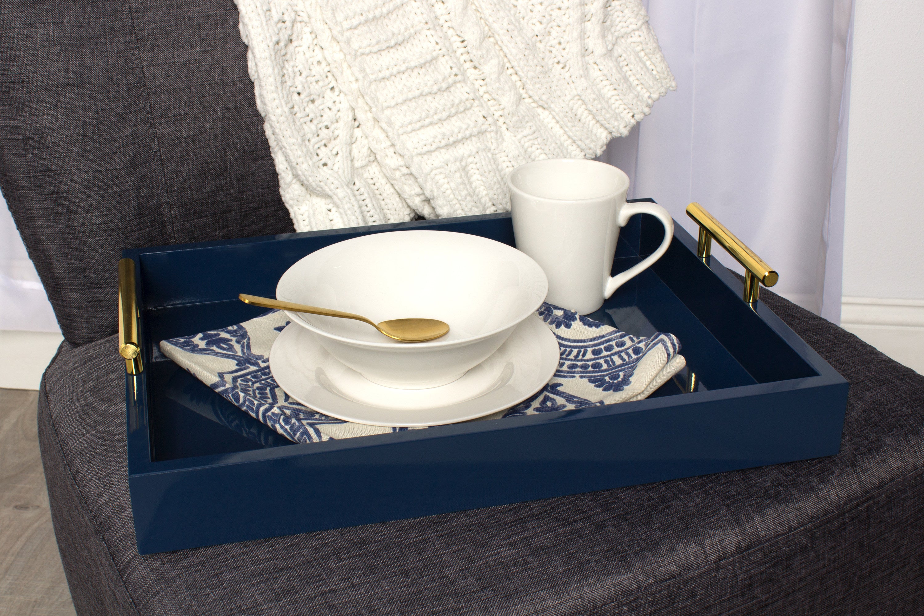 Single Tray Navy Blue Gold 17x13 4