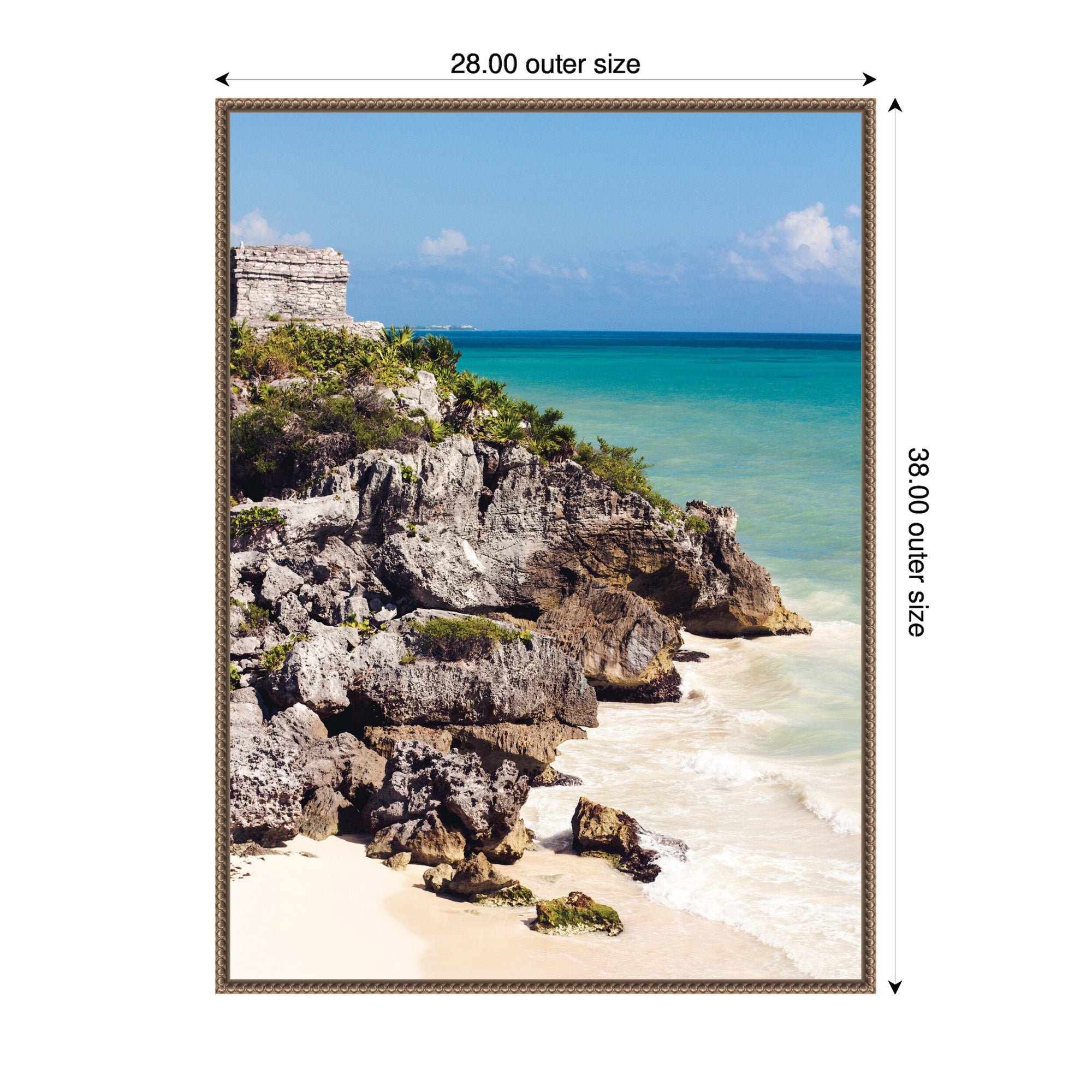Sylvie Tulum Ruins Mexico Seascape Framed Canvas by Stephanie Klatt