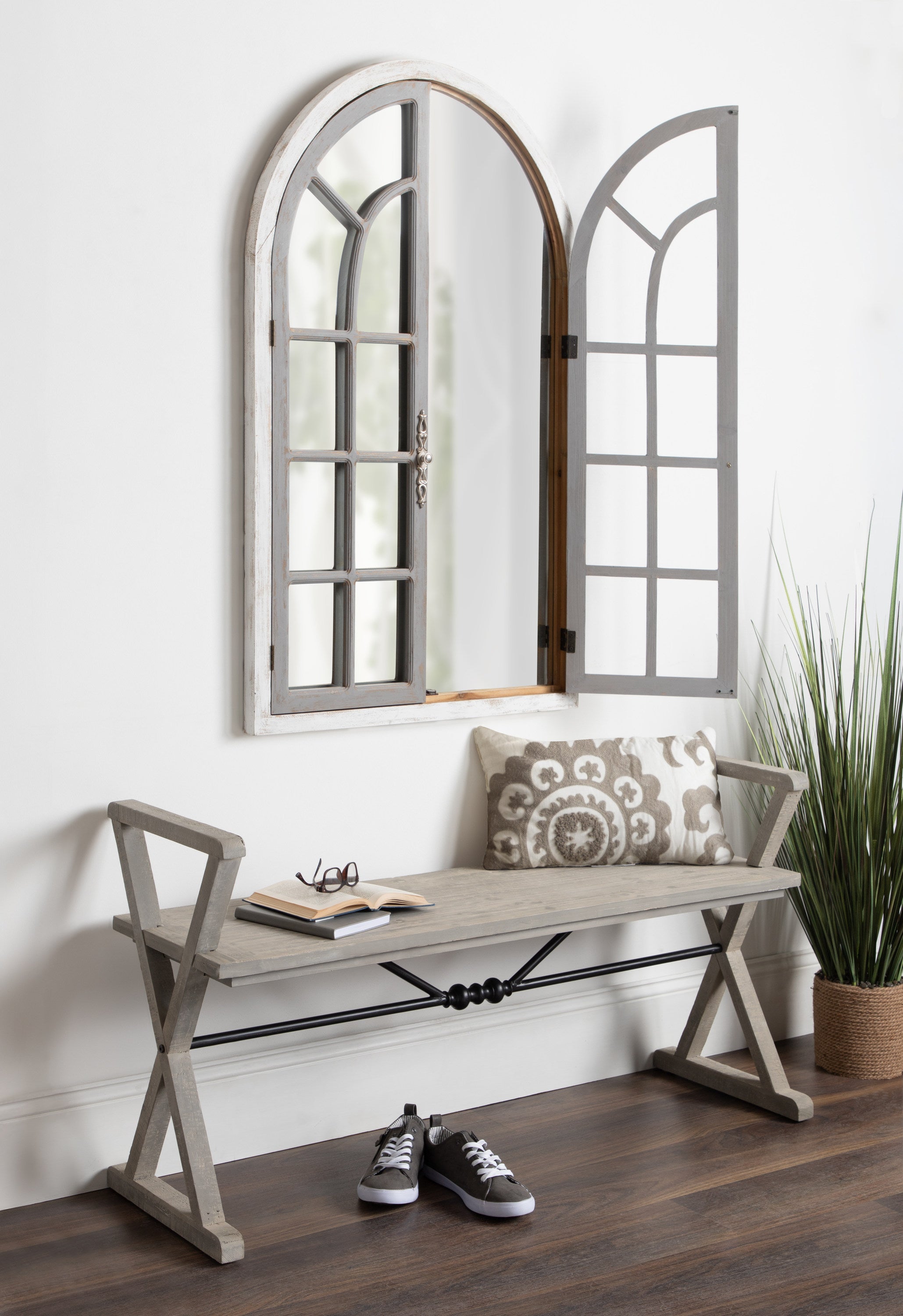 Boldmere Wood Windowpane Arch Mirror