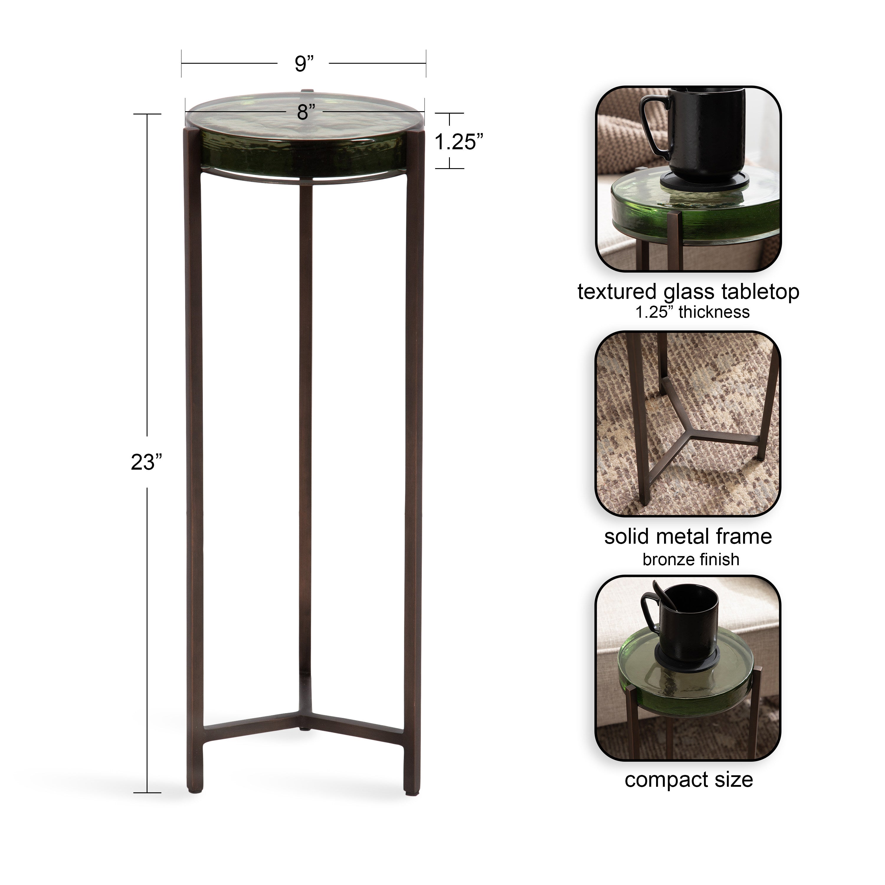 Drink Table Green Bronze 9x9x23 2