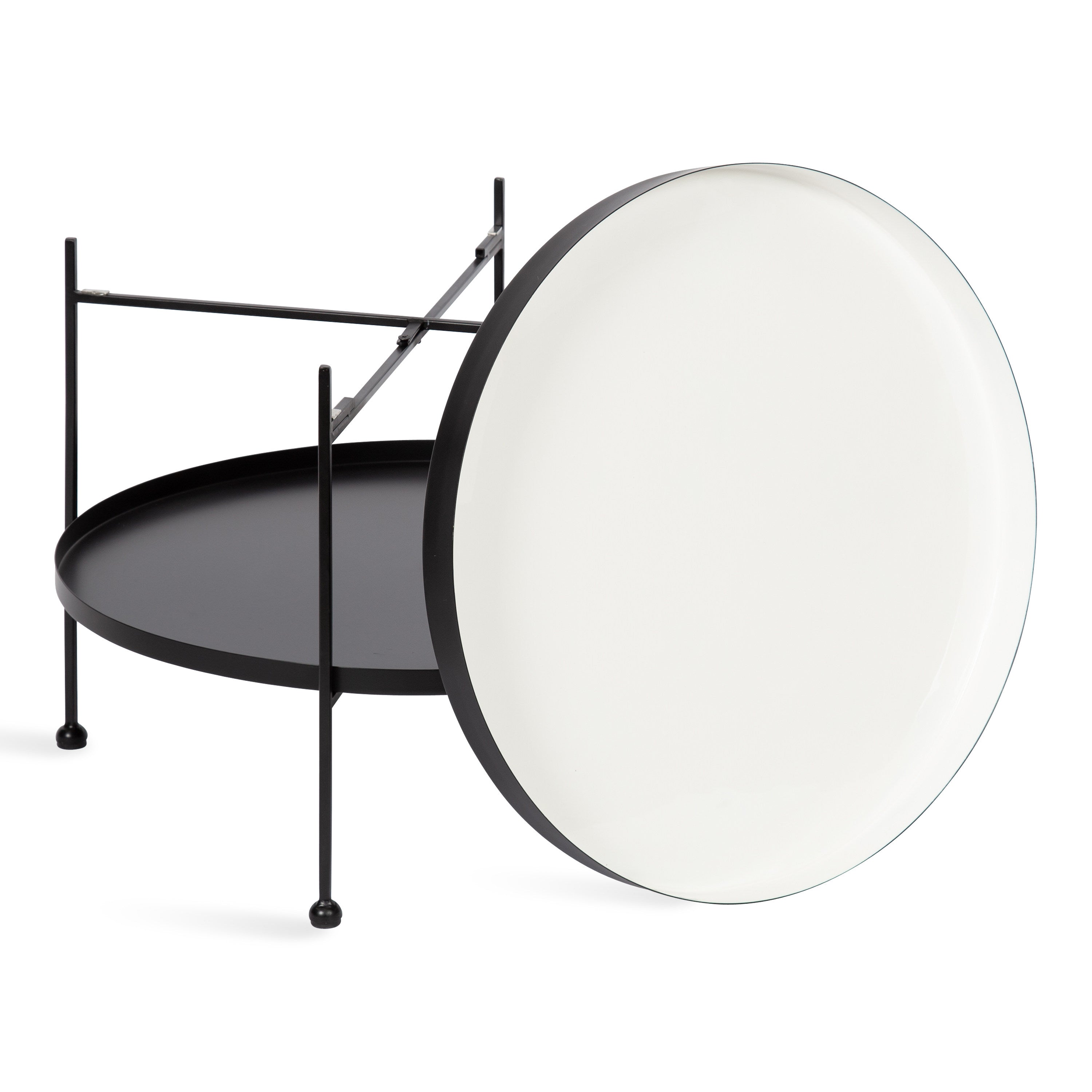 Coffee Table 26" Diameter White Black 5