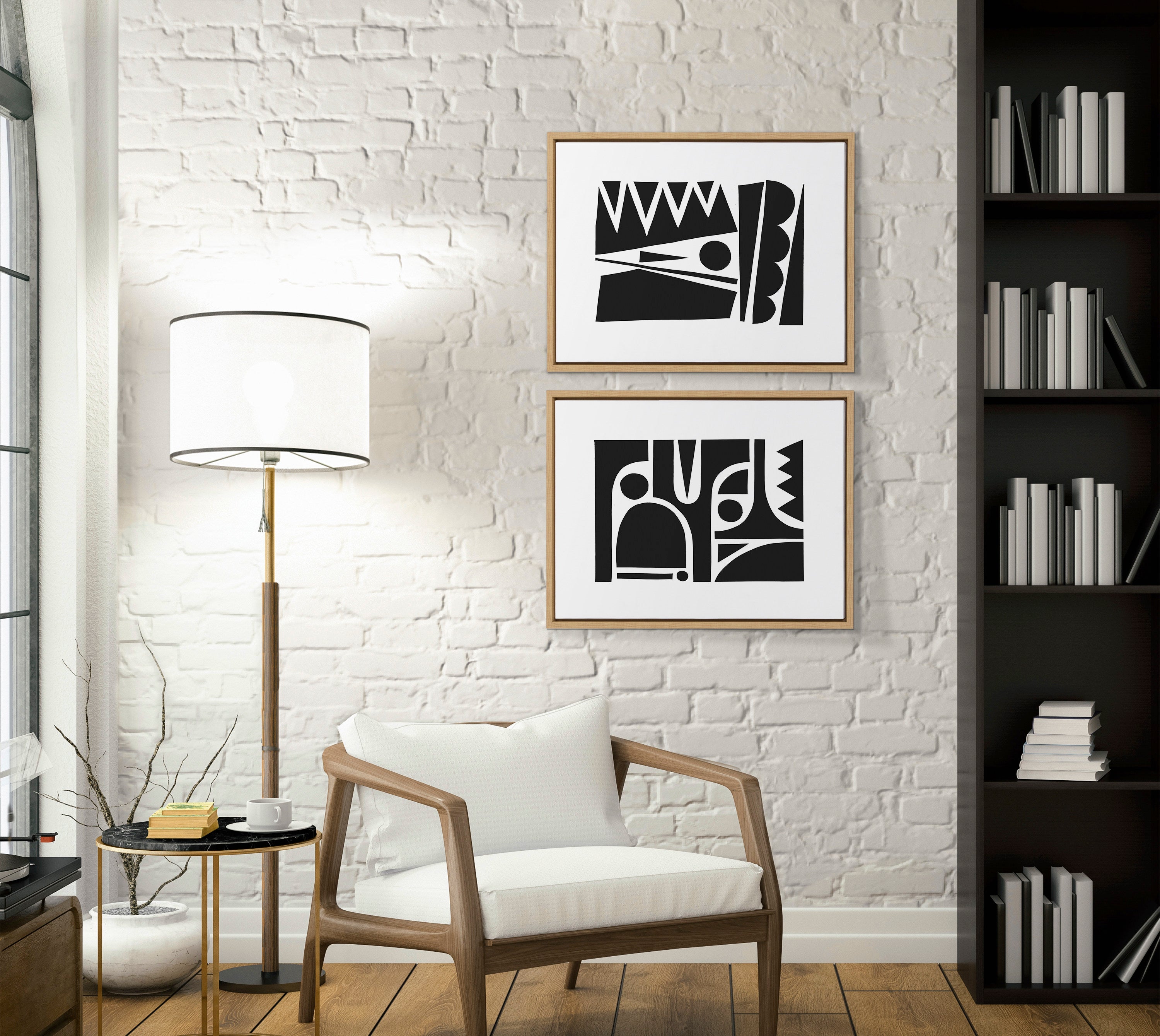 Sylvie Geometric Framed Canvas Set by Statement Goods