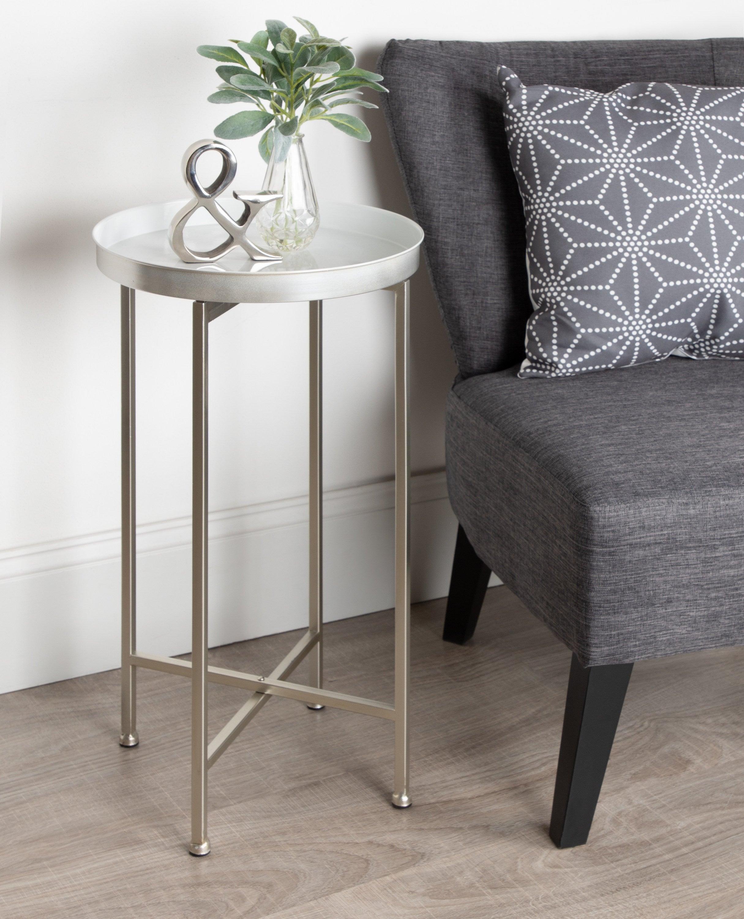Tea Table Silver White 14x14x26 6