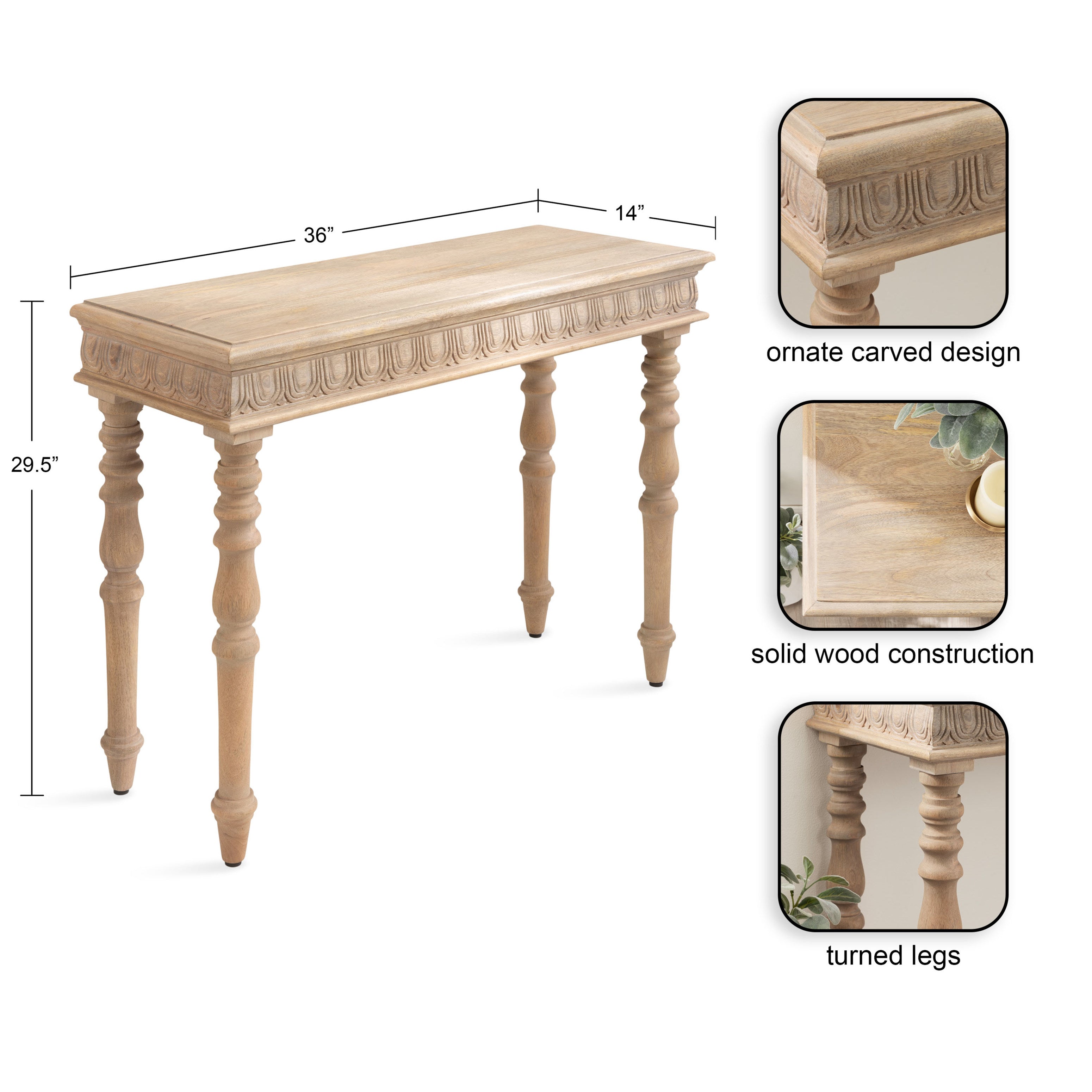 Console Table Natural Beige 36x14x30 2