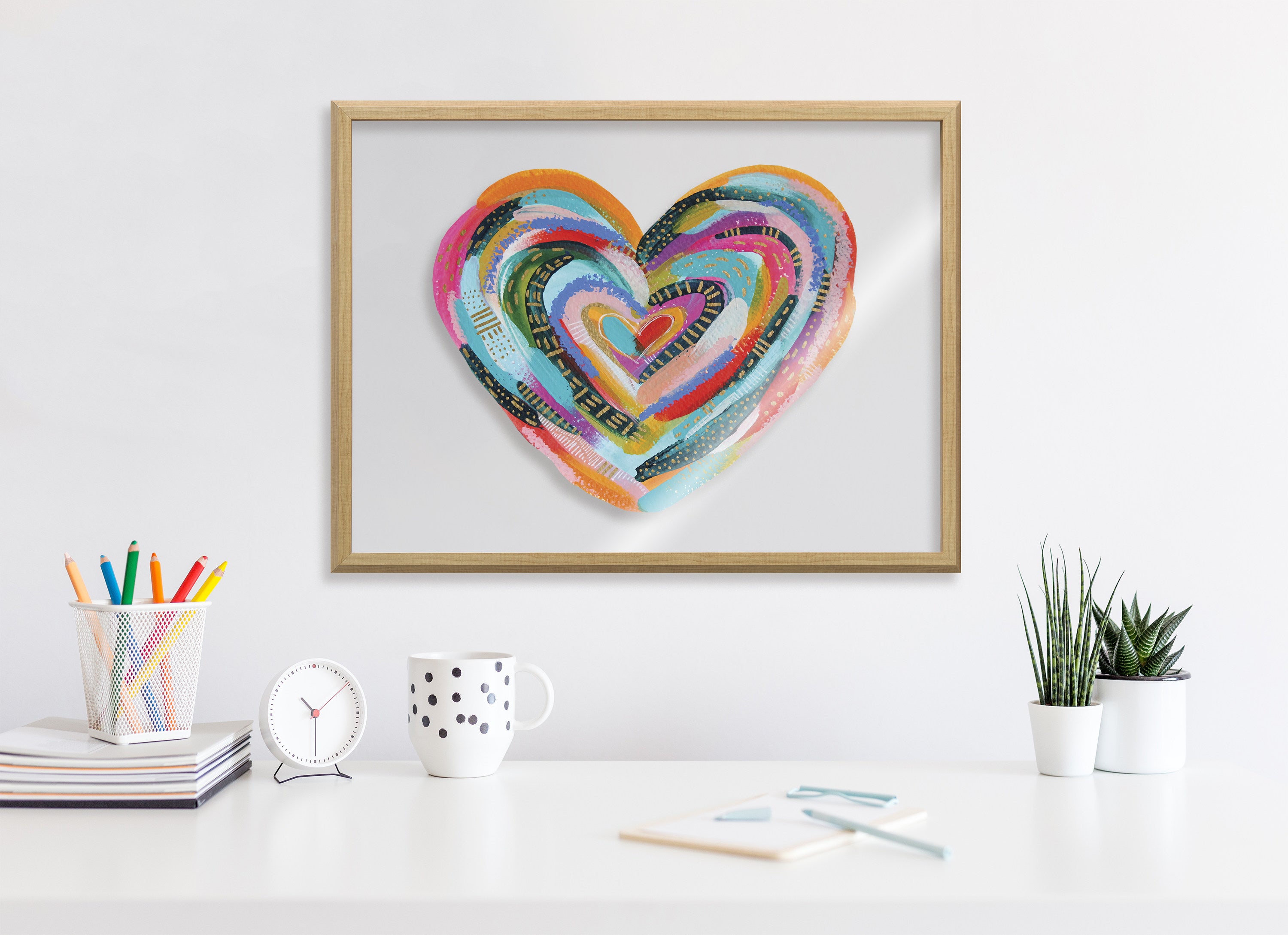 Blake Labyrinth Heart Framed Printed Glass by Jessi Raulet of Ettavee