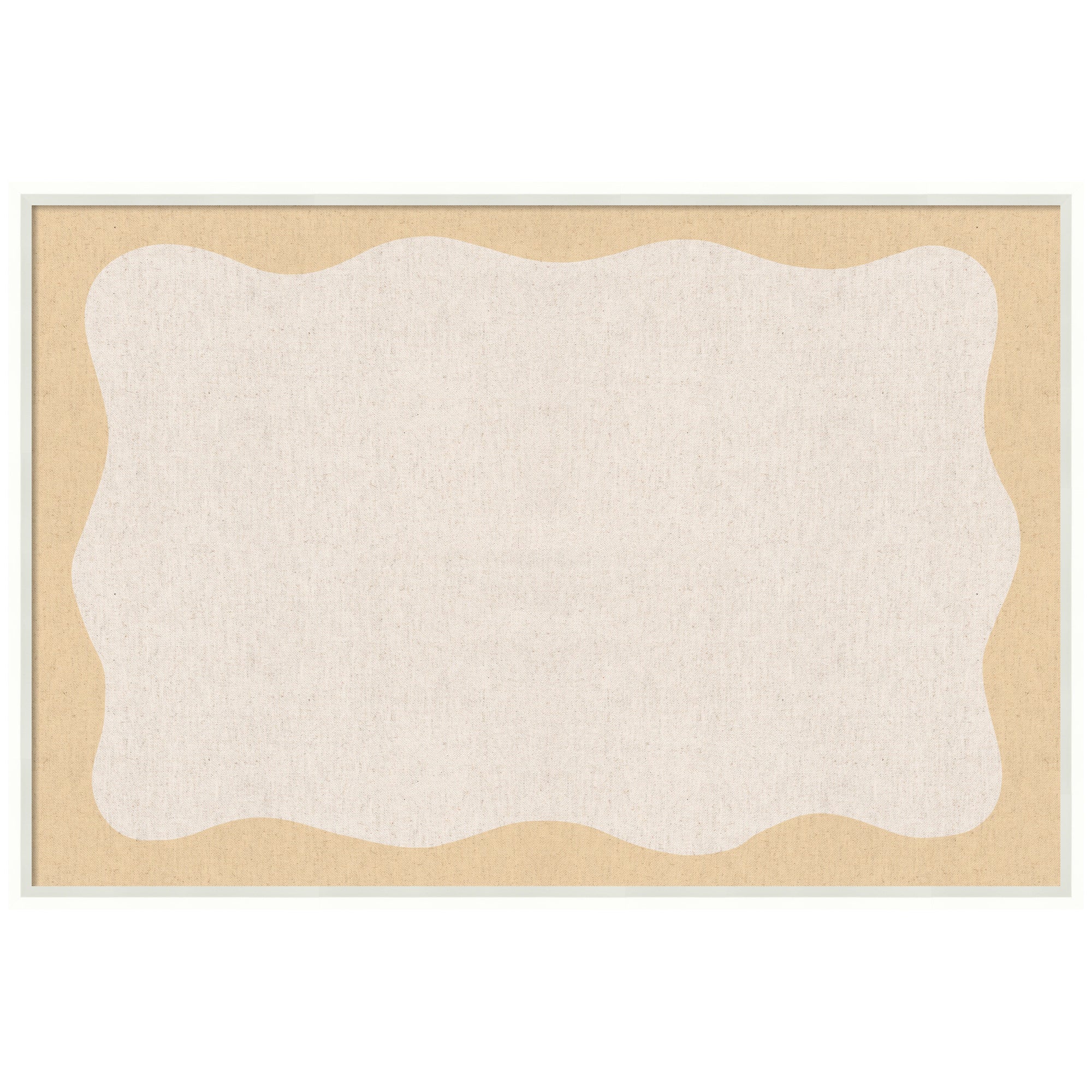 Framed Fabric Pinboard Wavy Neutral Linen and Yellow Wall Organization